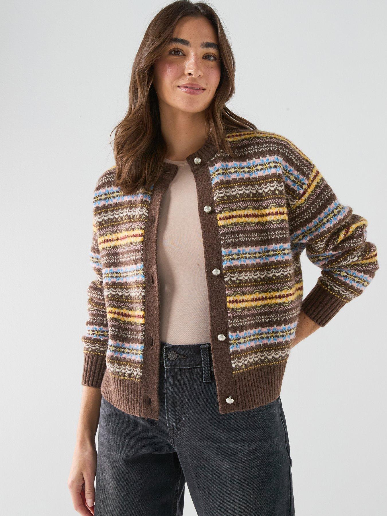 Image 6 of 6 of Levi's Charlotte Crewneck Knitted Cardigan - Lea Fairisle Java