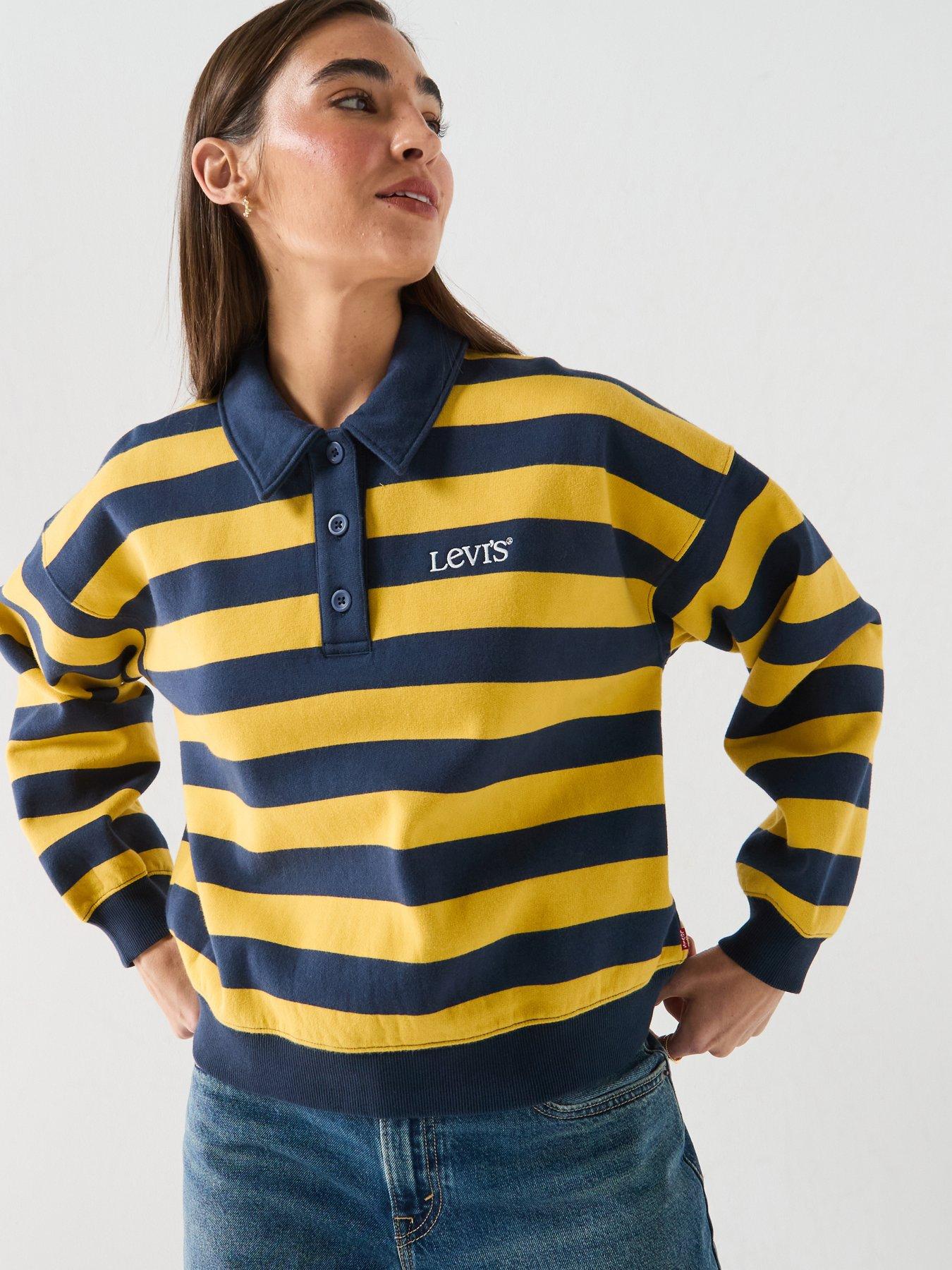 Image 1 of 6 of Levi's Vintage Stripe Long Sleeve Rugby Sweatshirt - Spicy Mustard