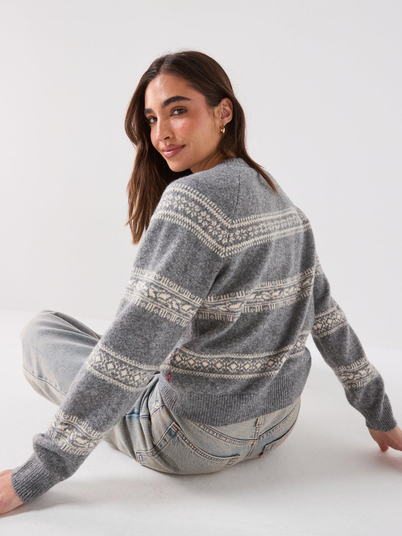 Image 2 of 6 of Levi's Jolie Fairisle Crewneck Sweater - Mid Heather Grey