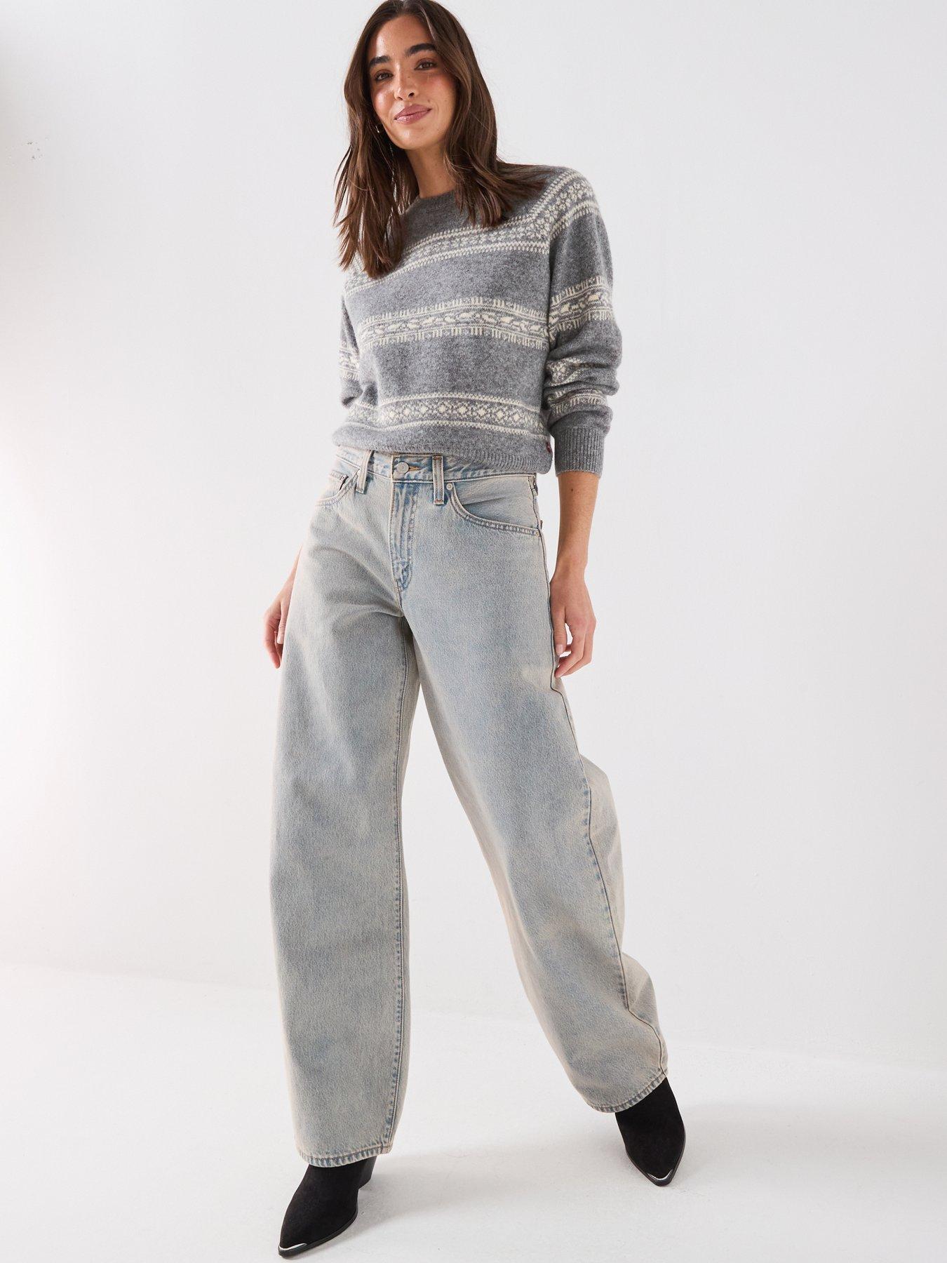 Image 3 of 6 of Levi's Jolie Fairisle Crewneck Sweater - Mid Heather Grey