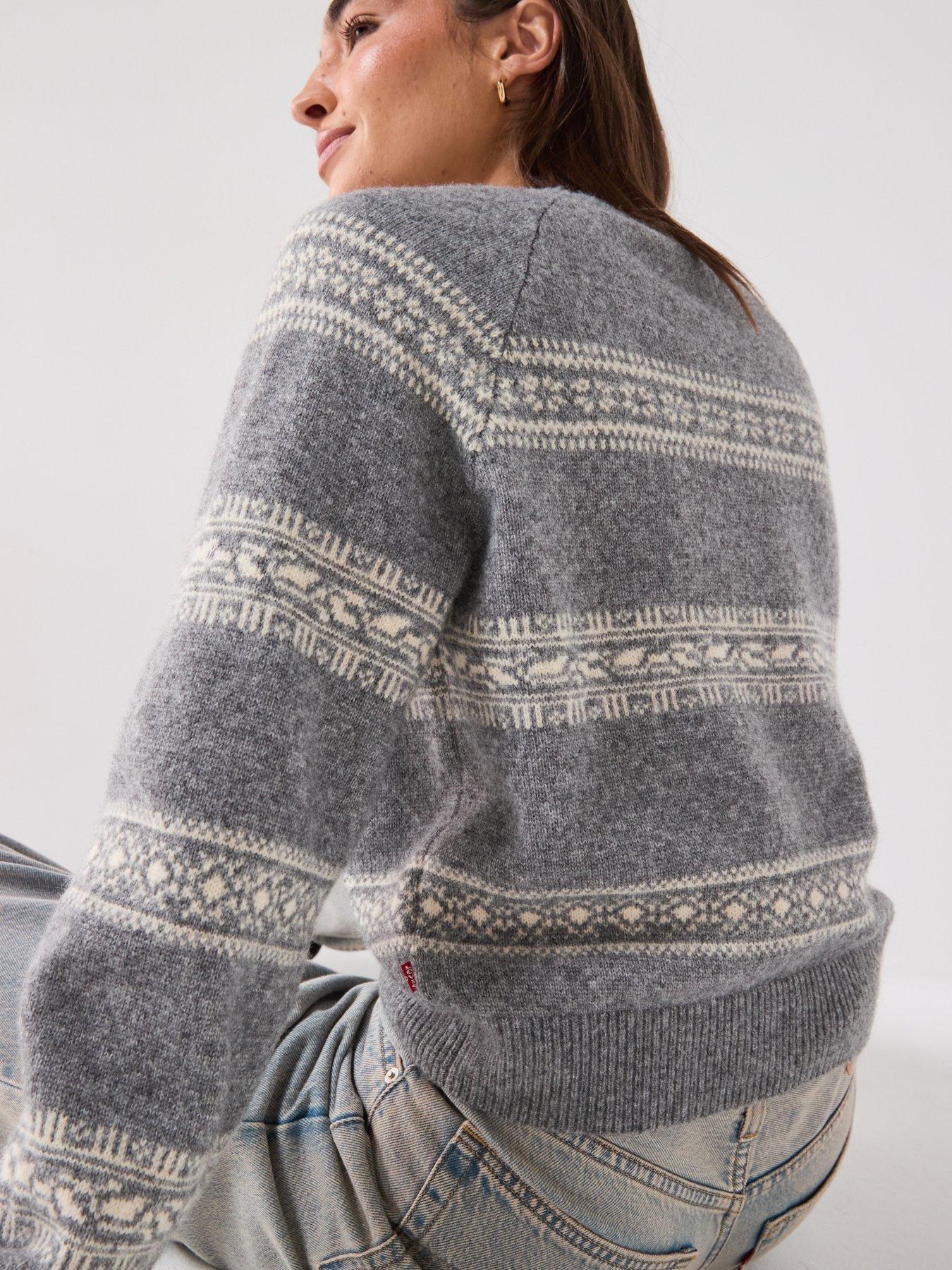 Image 4 of 6 of Levi's Jolie Fairisle Crewneck Sweater - Mid Heather Grey