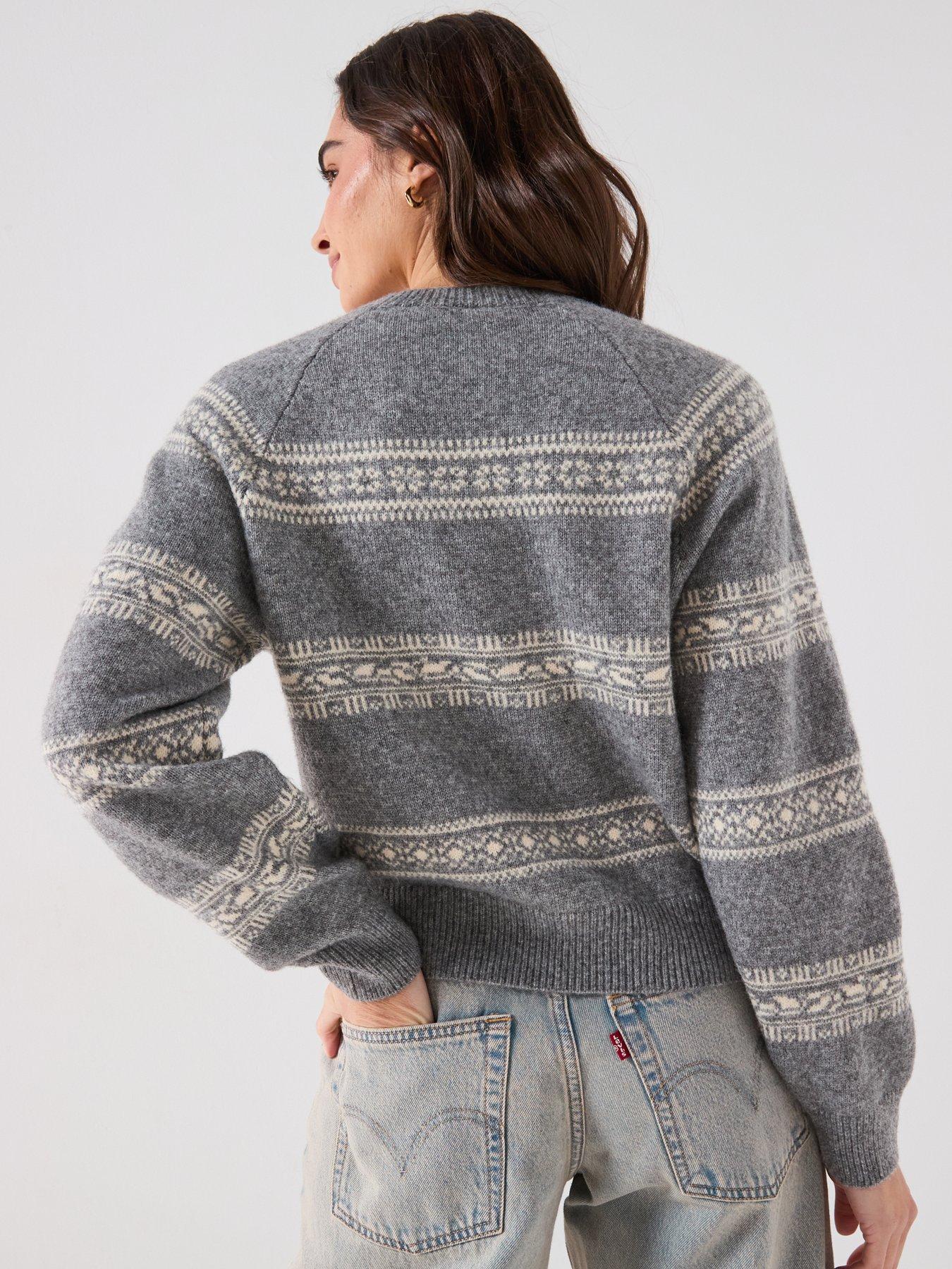 Image 6 of 6 of Levi's Jolie Fairisle Crewneck Sweater - Mid Heather Grey