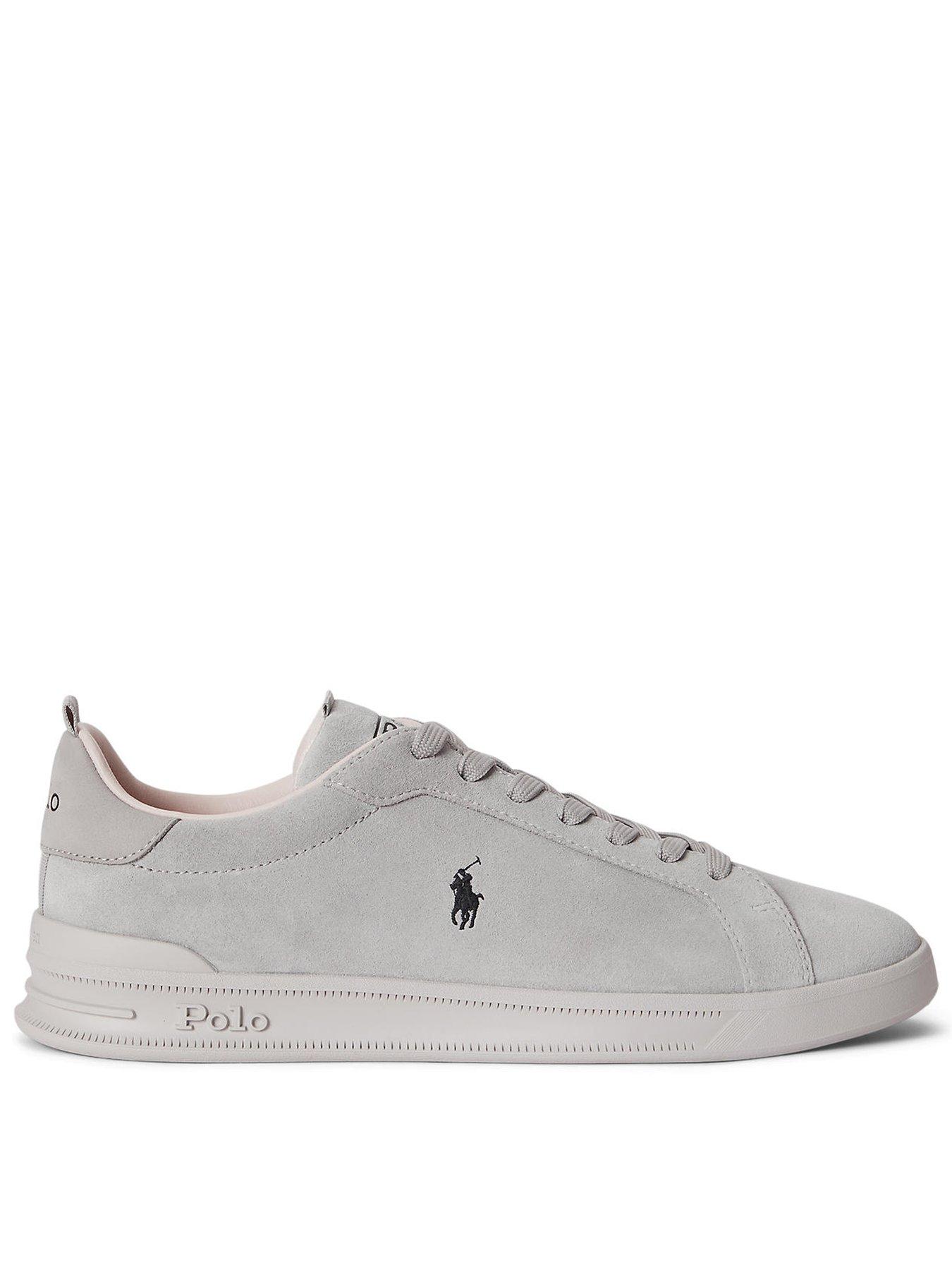Image 1 of 4 of Polo Ralph Lauren Heritage Court Signature Suede Trainers - Tonal Soft Grey