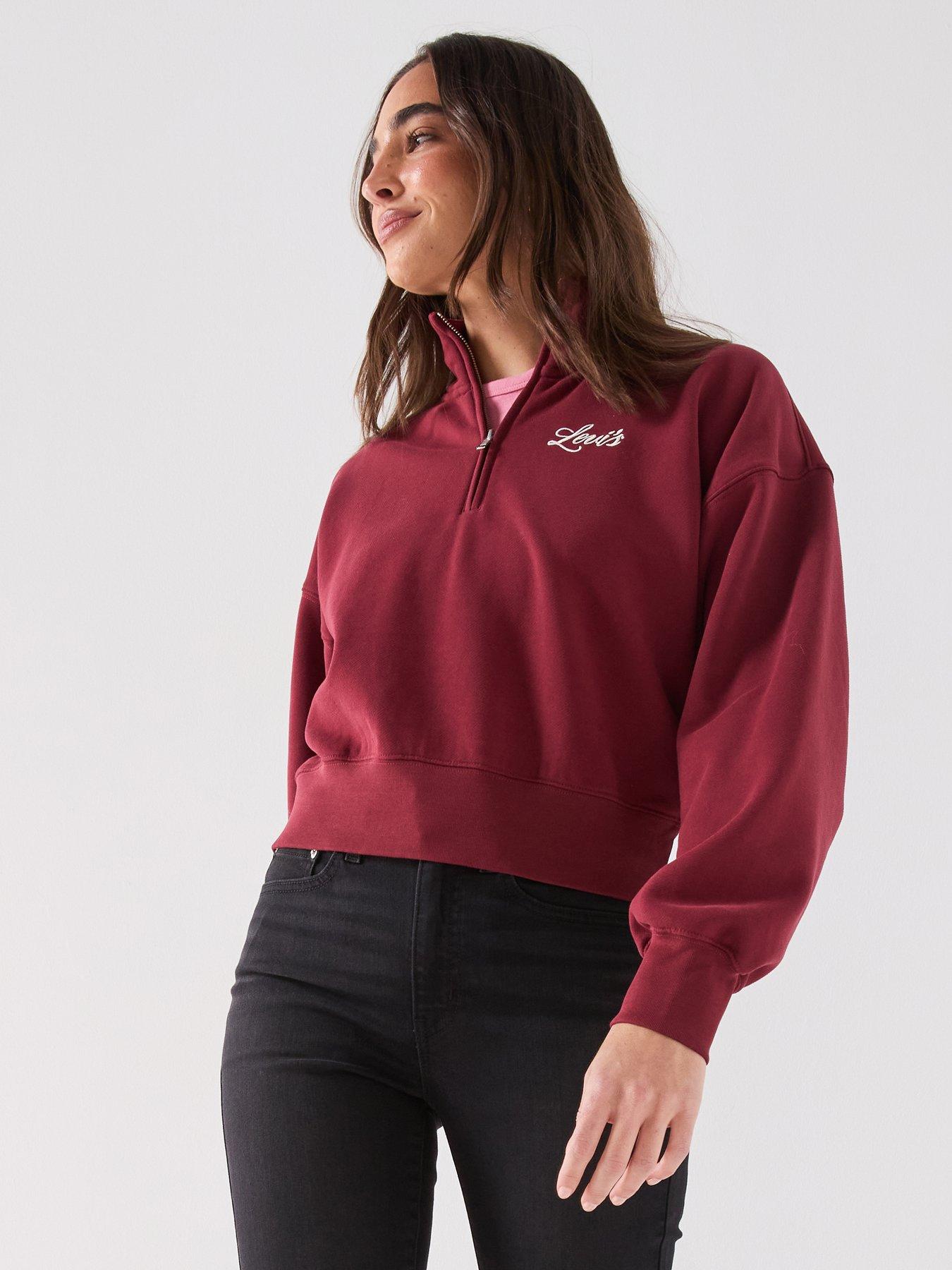 Levi's Vintage Logo 80s Quarter Zip Sweatshirt, Red, Size L, Women