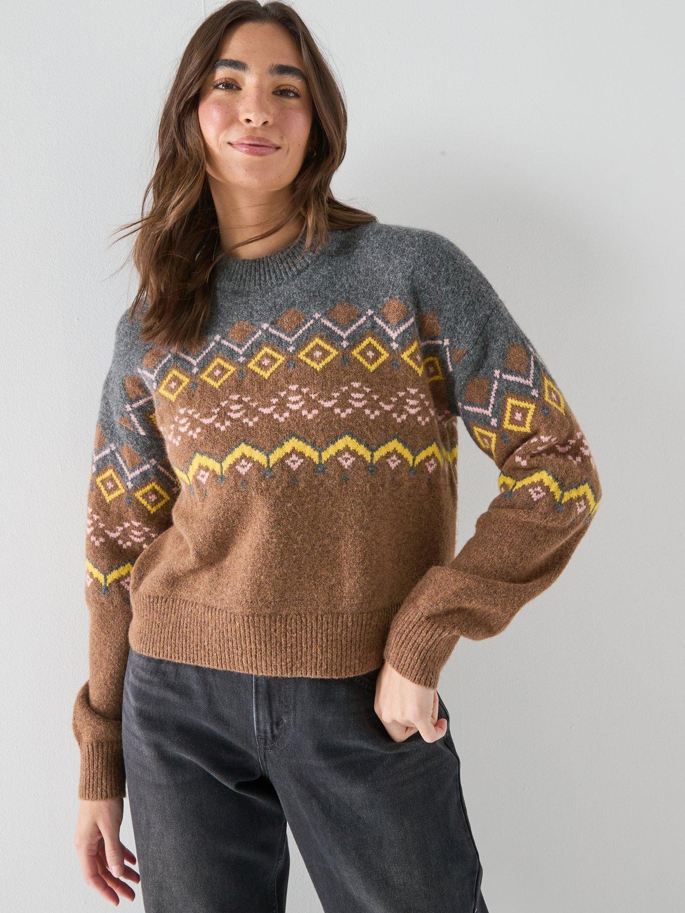 Levi's Womens Charlotte Fairisle Soft-Touch Crewneck Jumper, Blue, Size M, Women