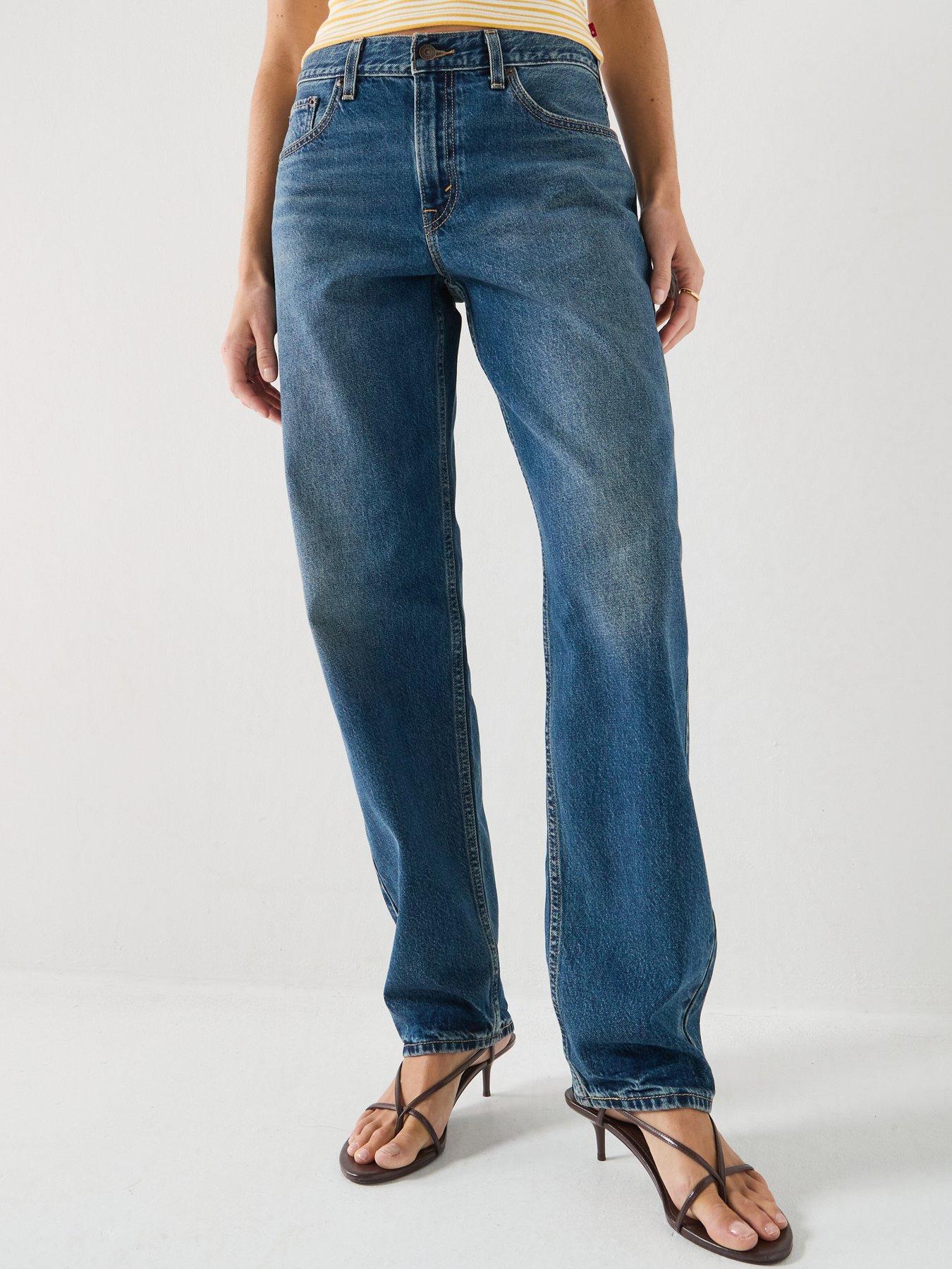 Levi's Women's Loose Taper Mid Rise 100% Cotton Denim Jeans with Adjustable Waist, Blue, Size 29, Inside Leg 29, Women
