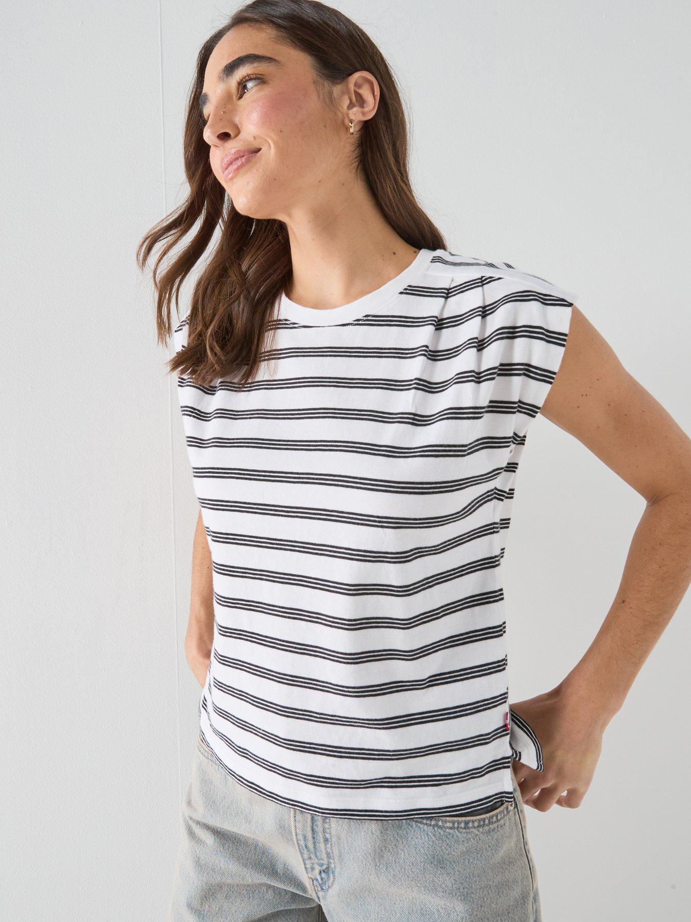 Levi's Stripe Pleated Muscle Tank Vest - White