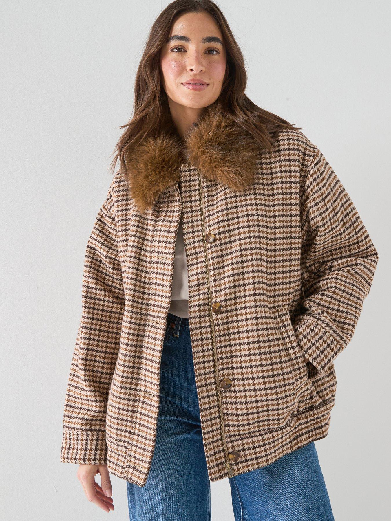 Image 1 of 6 of Levi's Billie Warm Plaid Jacket - Brown