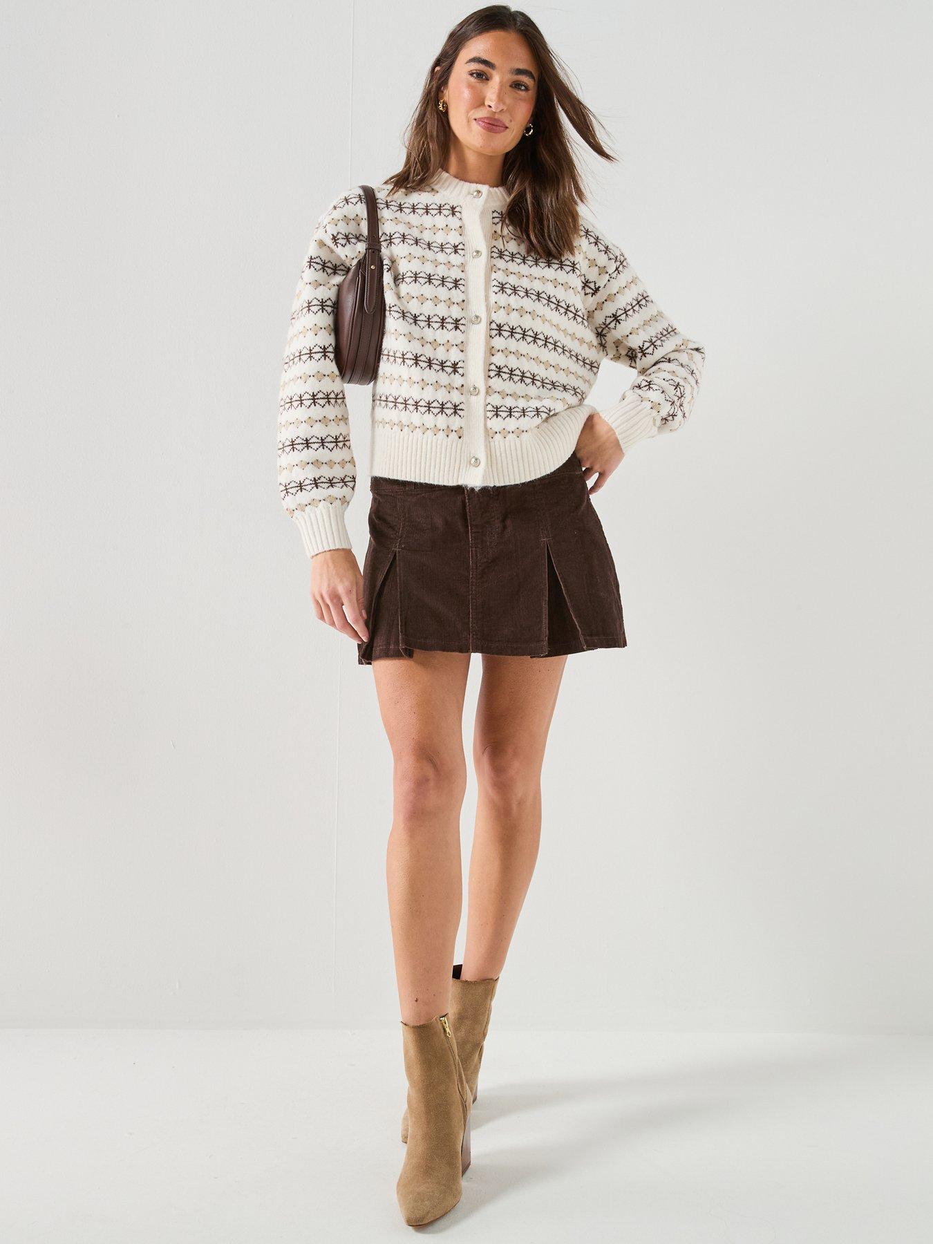 Image 3 of 5 of Levi's Charlotte Crewneck Fairisle Knitted Cardigan - Egret
