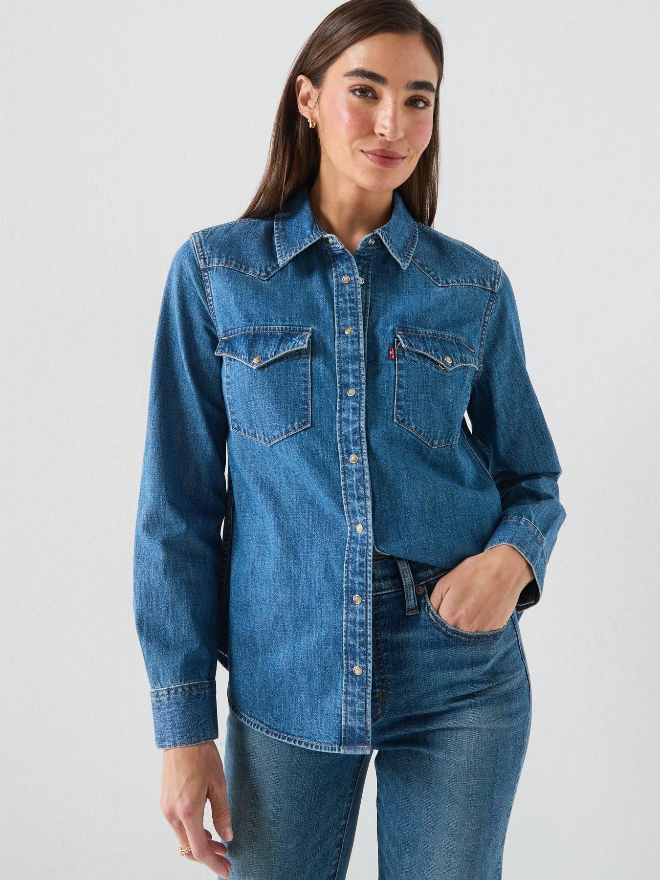 Levi's Heritage Western Denim Shirt, Blue, Size M, Women
