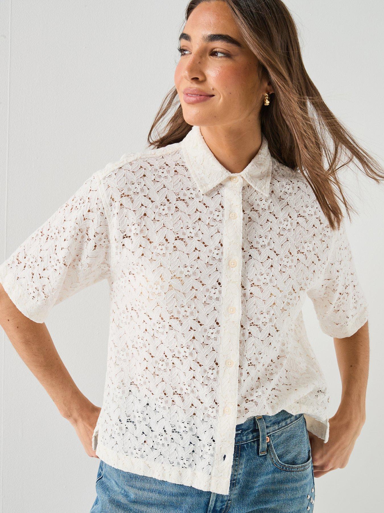 Levi's Harlie Short Sleeve Lace Shirt - White
