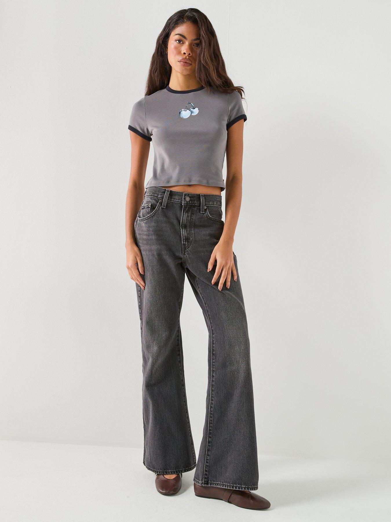 Image 6 of 6 of Levi's Women's Cinch Flare Mid Rise 100% Cotton Denim Jeans - Dark Grey