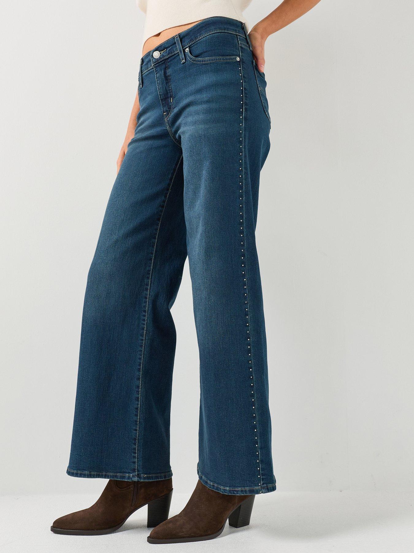 Image 1 of 6 of Levi's Womens 318 Shaping Wide Leg Jeans - Holly Glitz