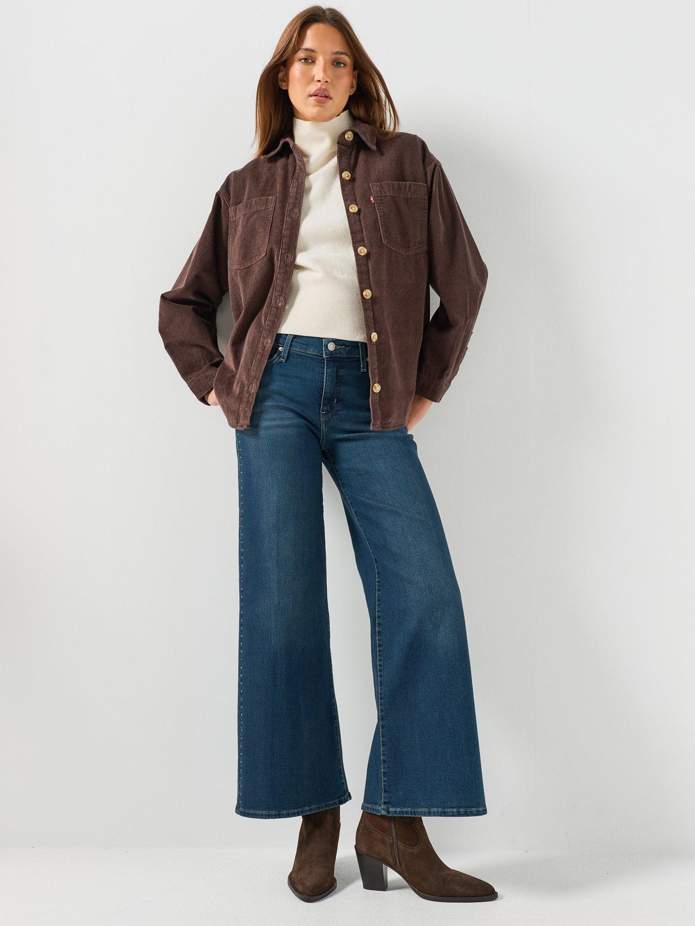 Image 3 of 6 of Levi's Womens 318 Shaping Wide Leg Jeans - Holly Glitz