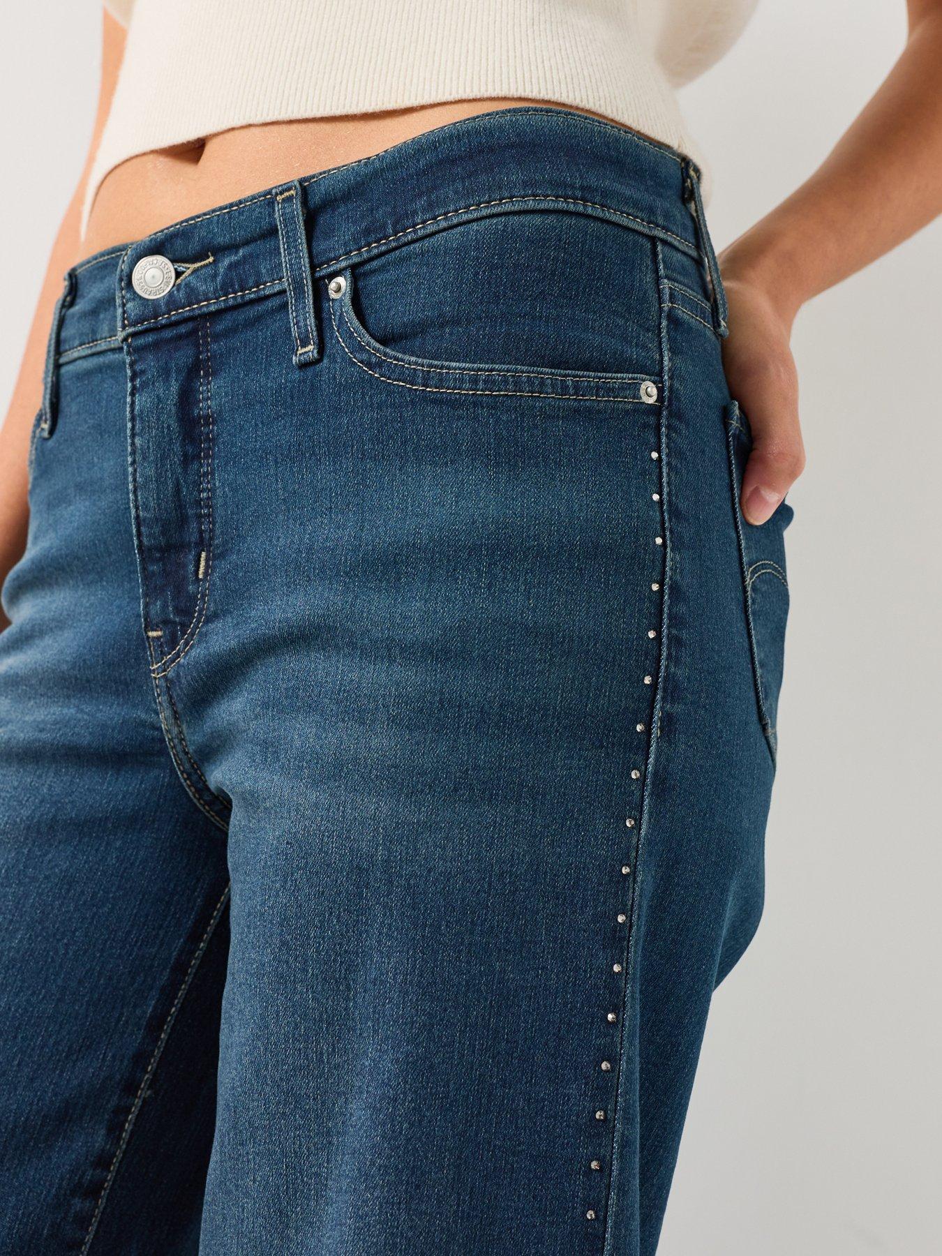 Image 4 of 6 of Levi's Womens 318 Shaping Wide Leg Jeans - Holly Glitz