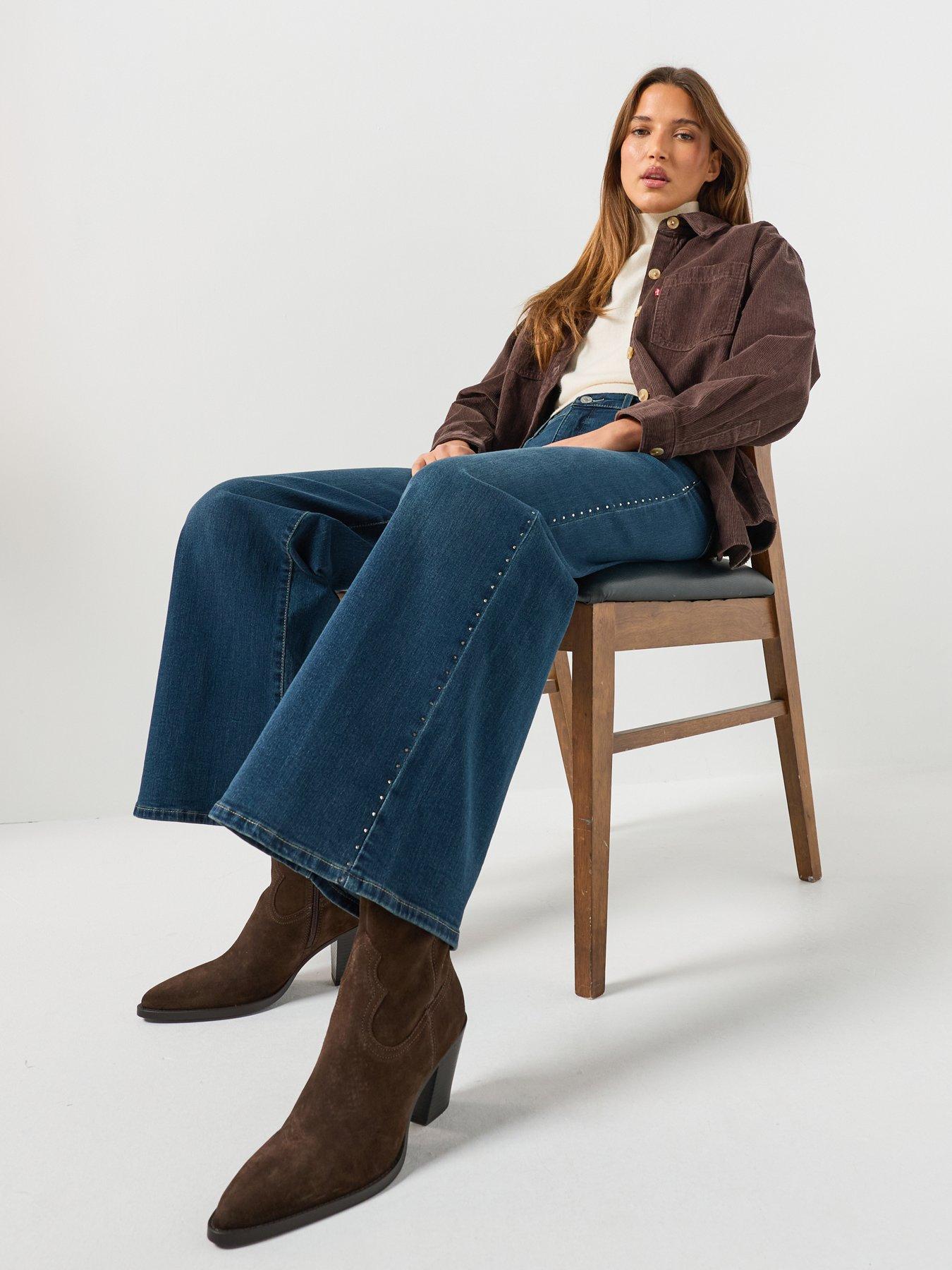 Image 6 of 6 of Levi's Womens 318 Shaping Wide Leg Jeans - Holly Glitz