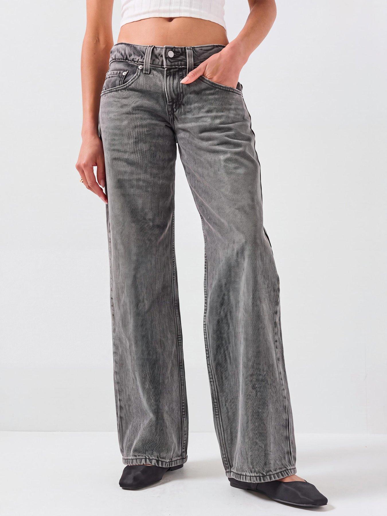 Levi's Superlow Loose Fit Jeans, Grey, Size 29, Inside Leg 32, Women