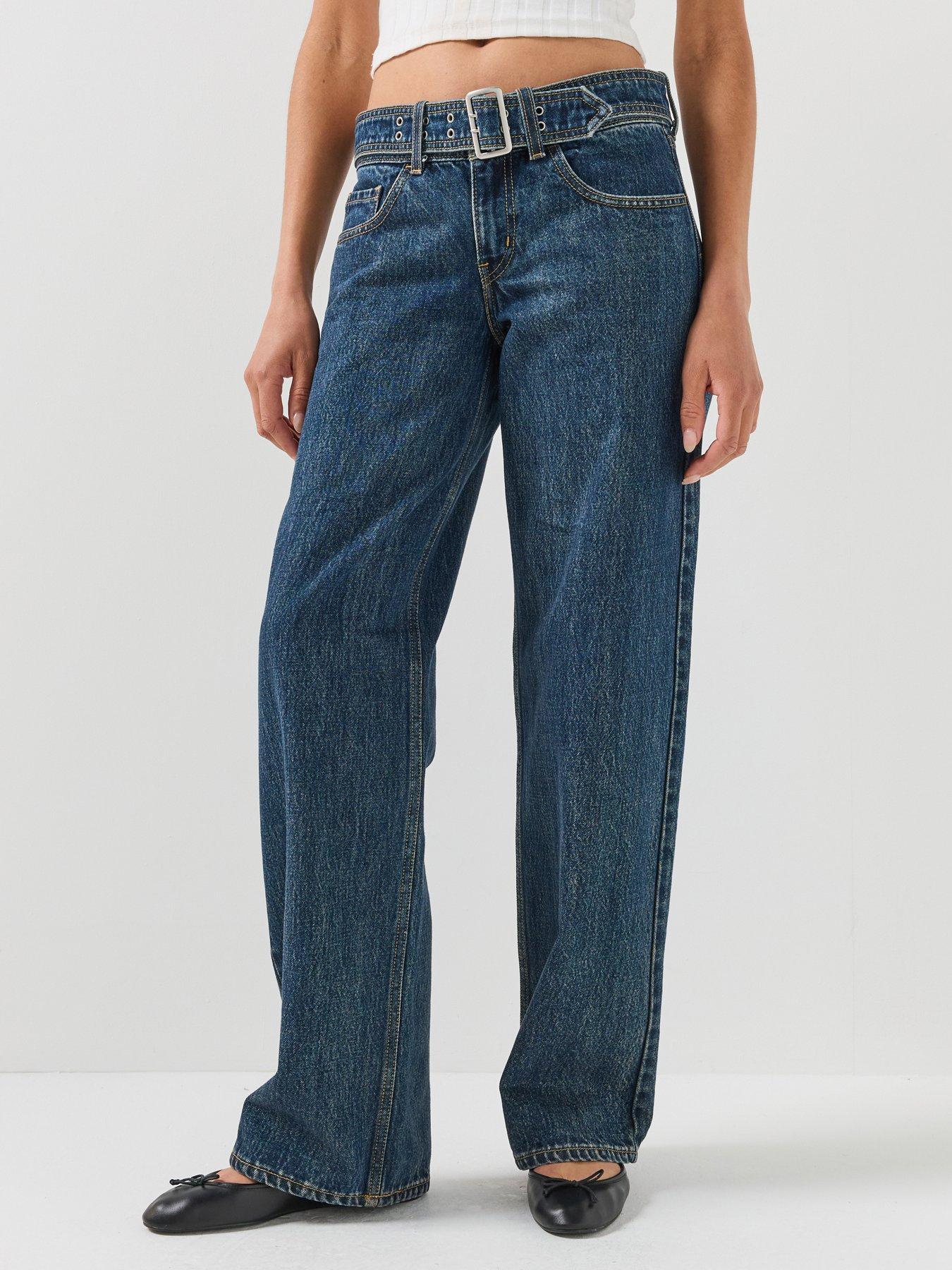 Image 1 of 6 of Levi's Belted Superlow Loose Fit Jeans - Silver Lode - Blue
