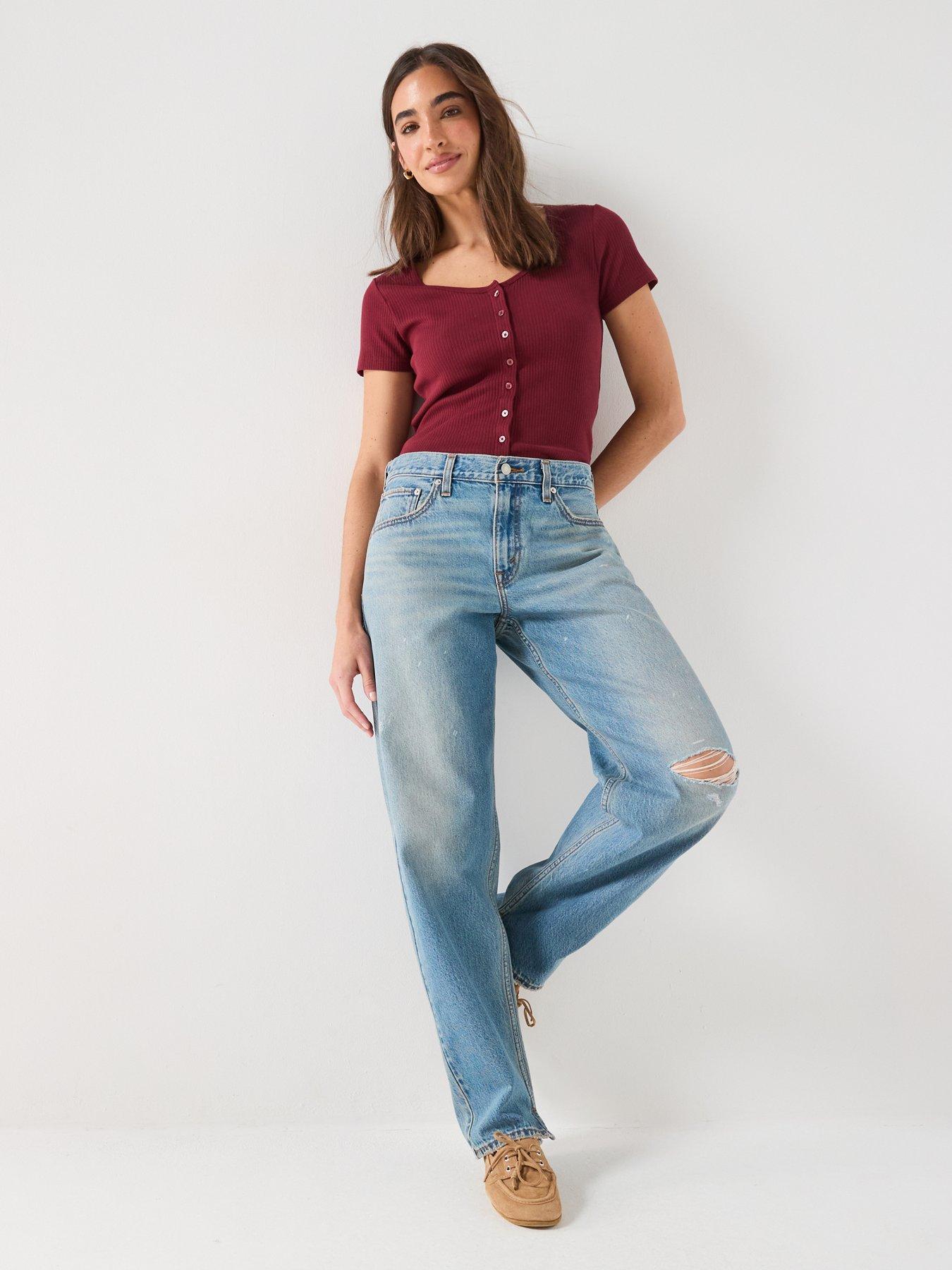 Image 3 of 6 of Levi's Austen Button Through Short Sleeve Top - Red