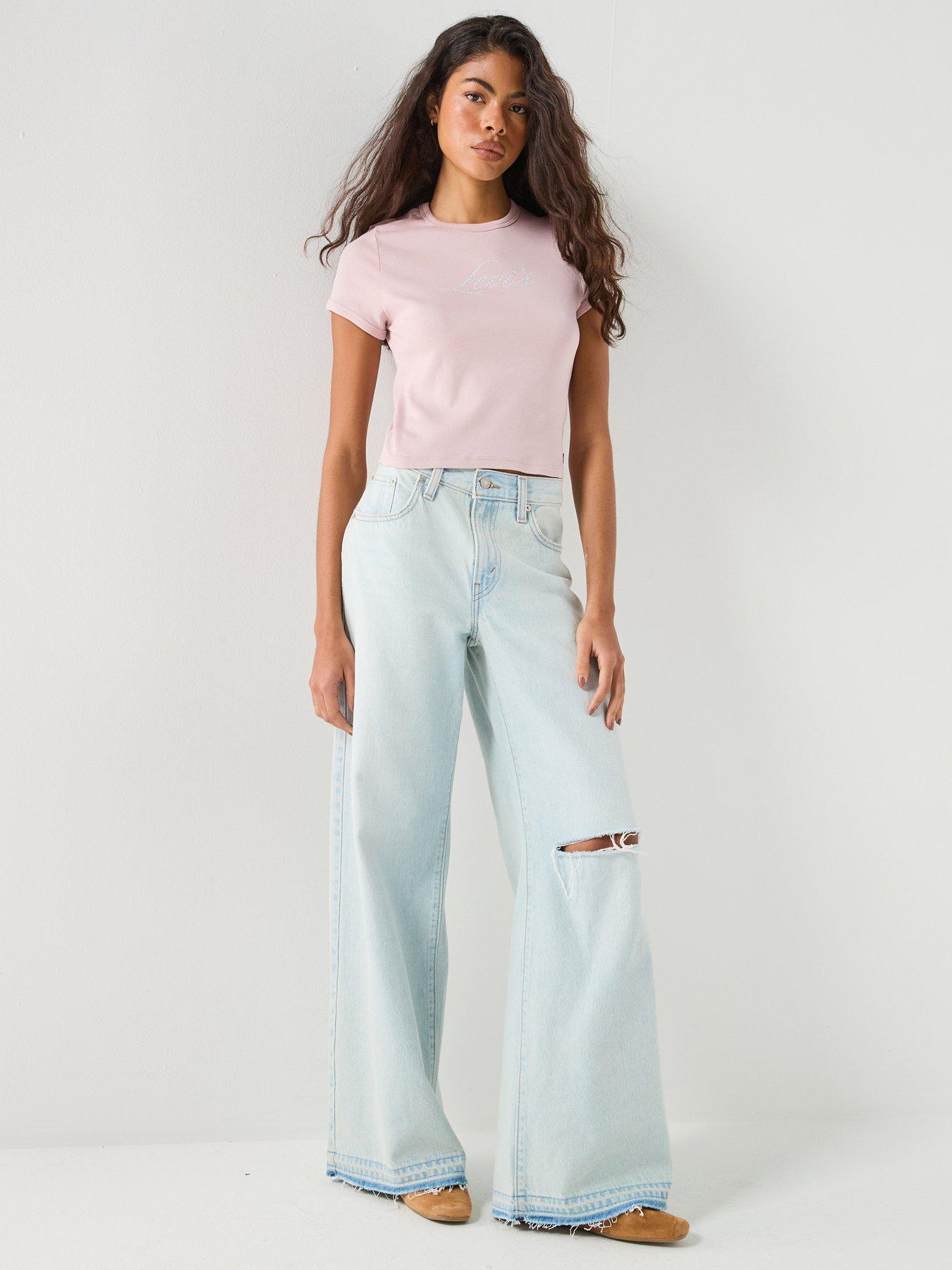 Image 1 of 6 of Levi's Middy Wide Leg Jeans - Voice Over