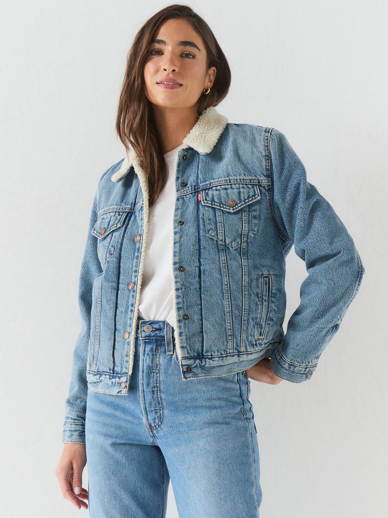 Levi's Original Sherpa Trucker Denim Jacket, Blue, Size L, Women
