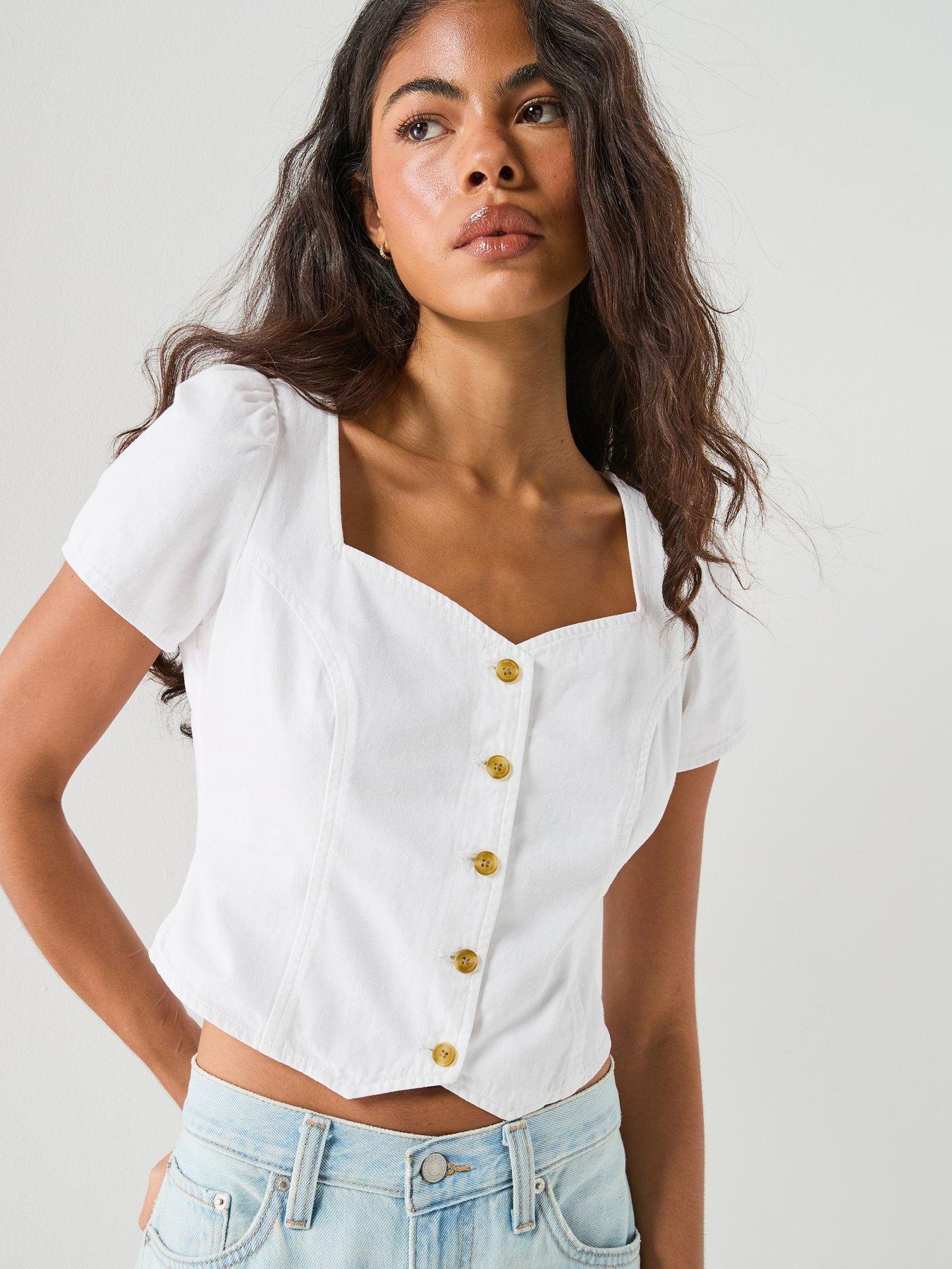 Levi's Miette Short Sleeve Denim Top - White