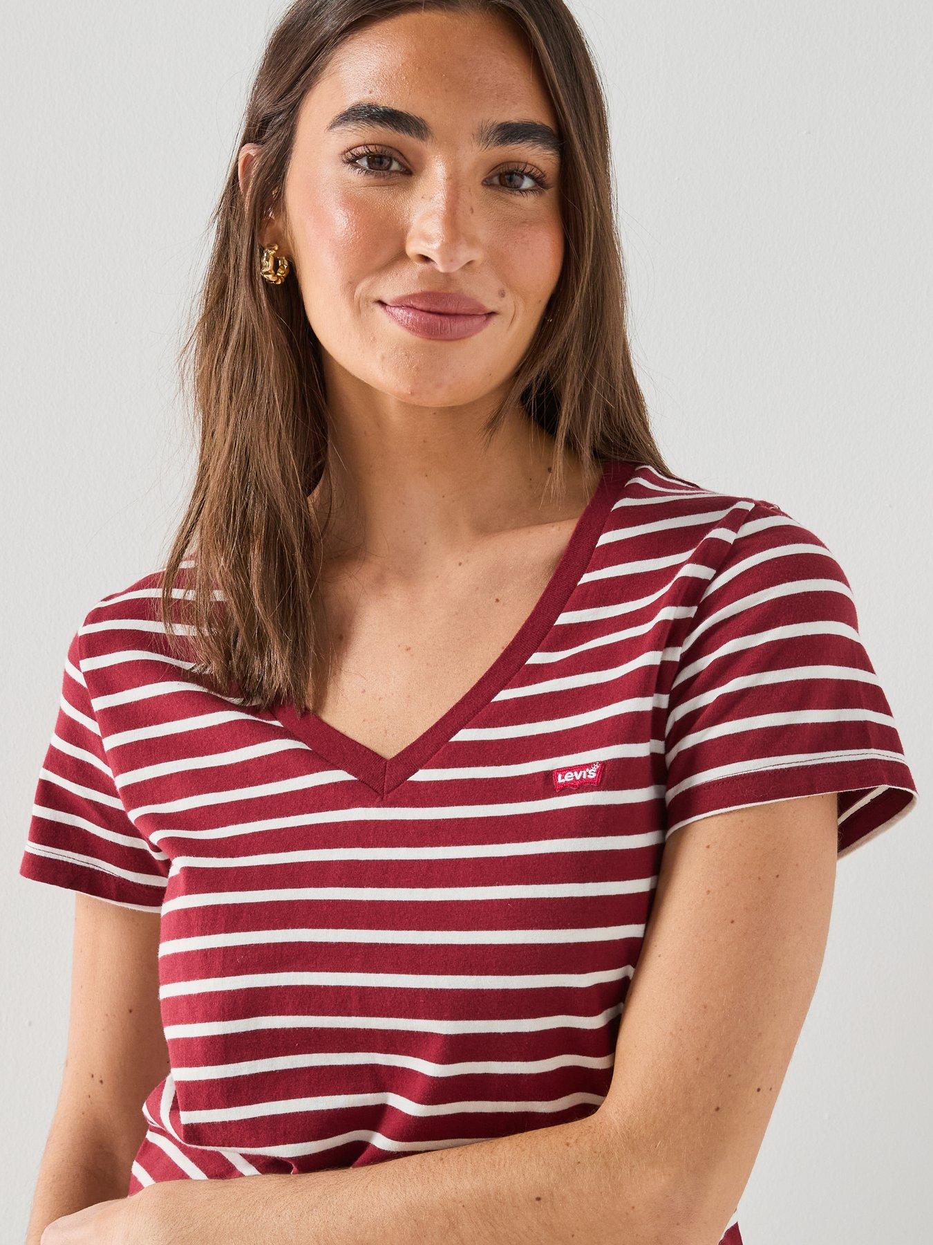 Image 4 of 4 of Levi's V-Neck T-Shirt - Red
