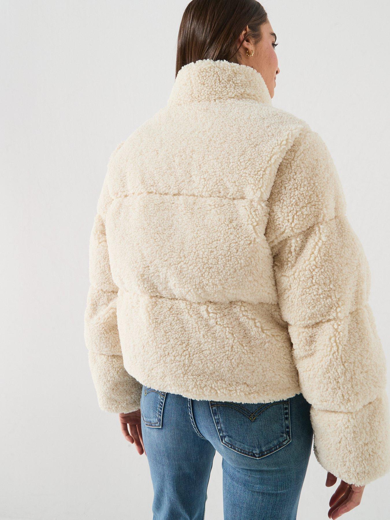 Image 2 of 6 of Levi's Brynn Crop Sherpa Puffer Jacket - White Swan