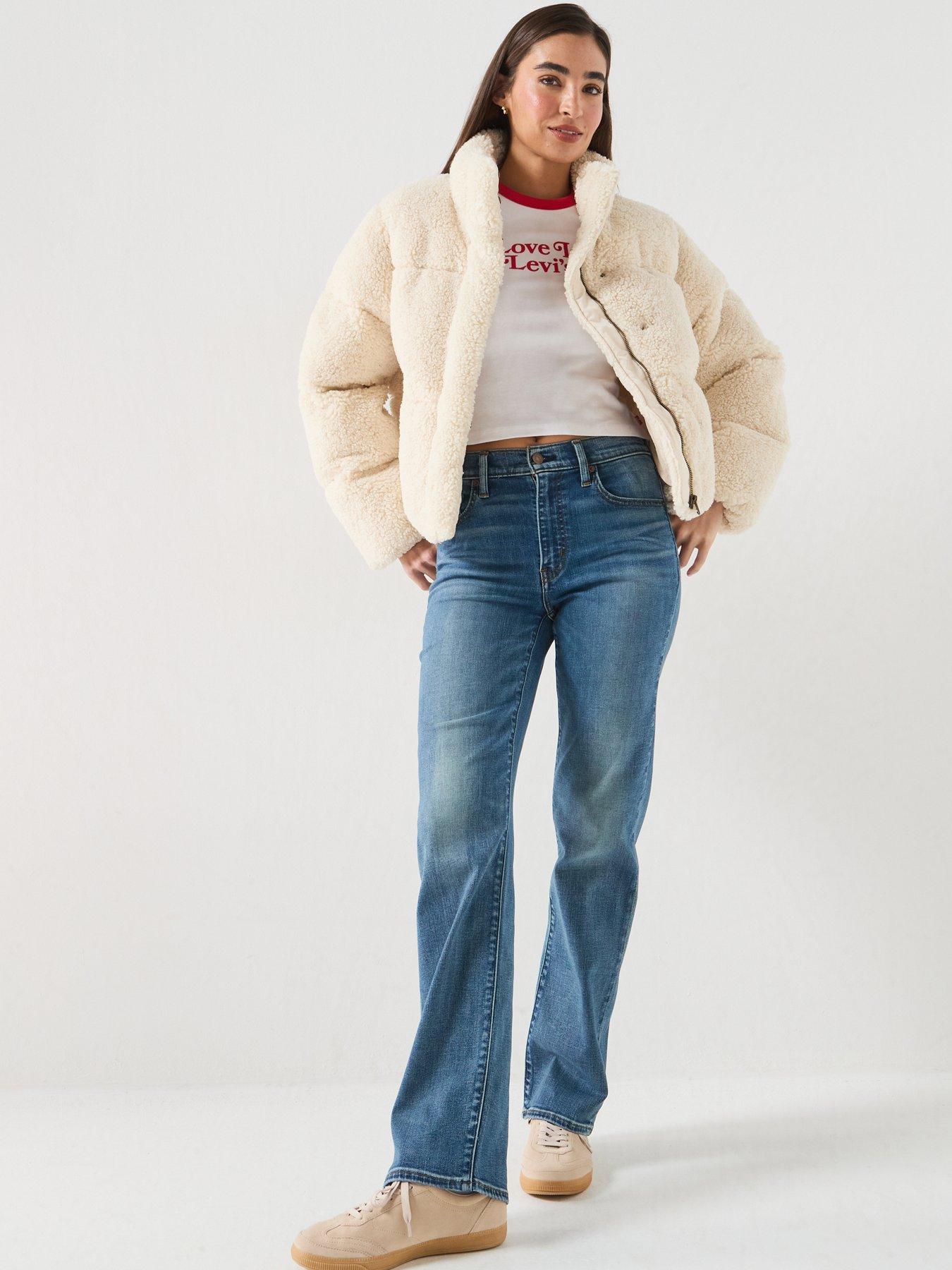 Image 3 of 6 of Levi's Brynn Crop Sherpa Puffer Jacket - White Swan