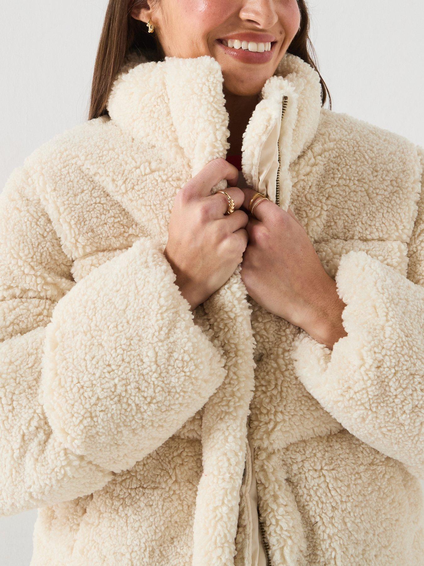Image 4 of 6 of Levi's Brynn Crop Sherpa Puffer Jacket - White Swan