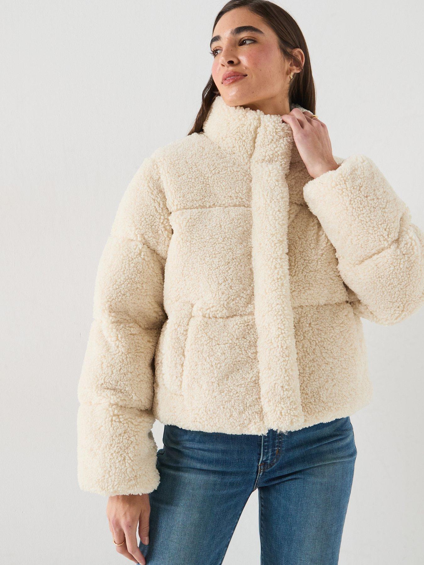Image 5 of 6 of Levi's Brynn Crop Sherpa Puffer Jacket - White Swan