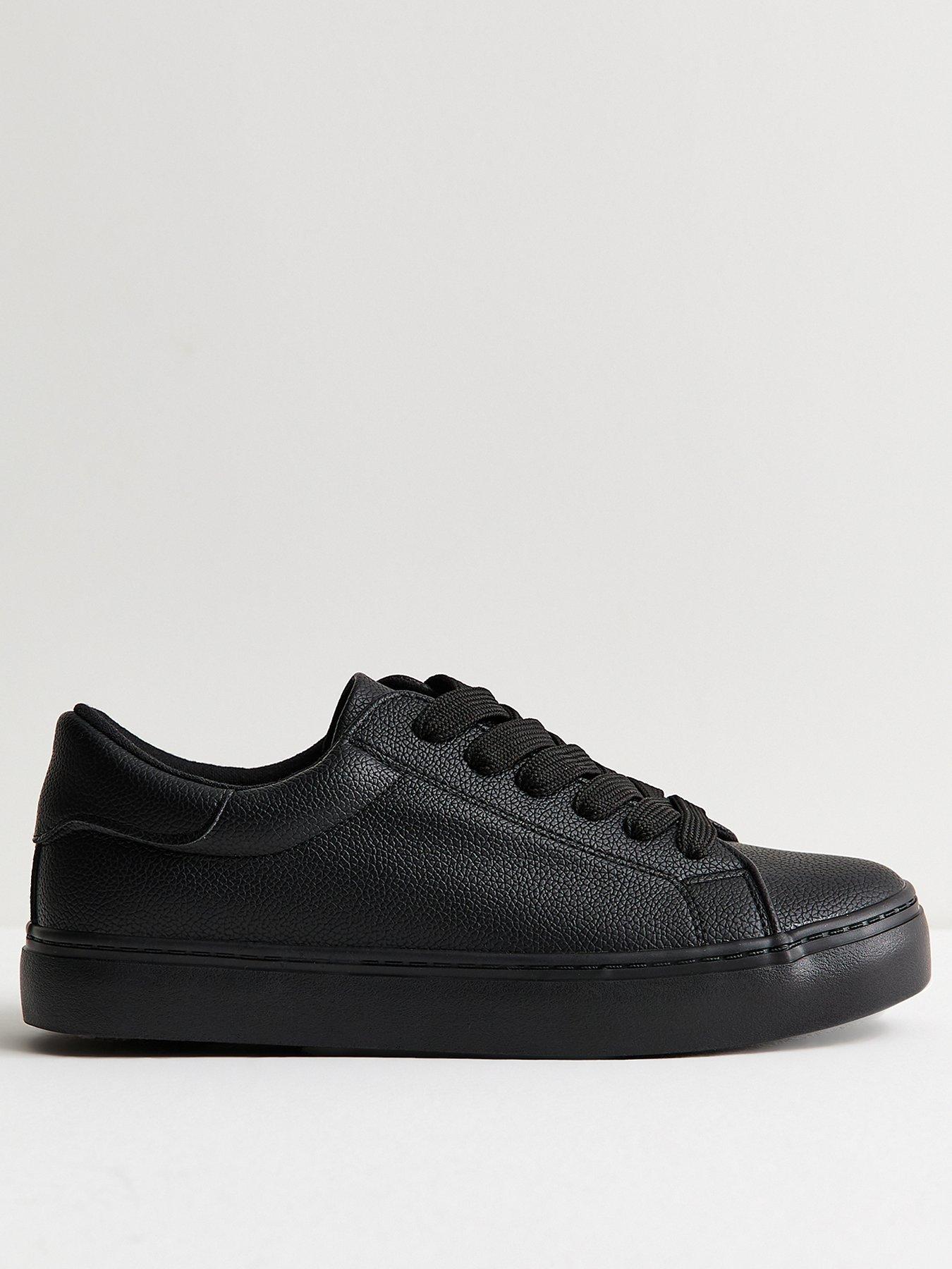 Image 2 of 5 of New Look Faux Leather Lace Up School Shoe&nbsp;Trainers - Black