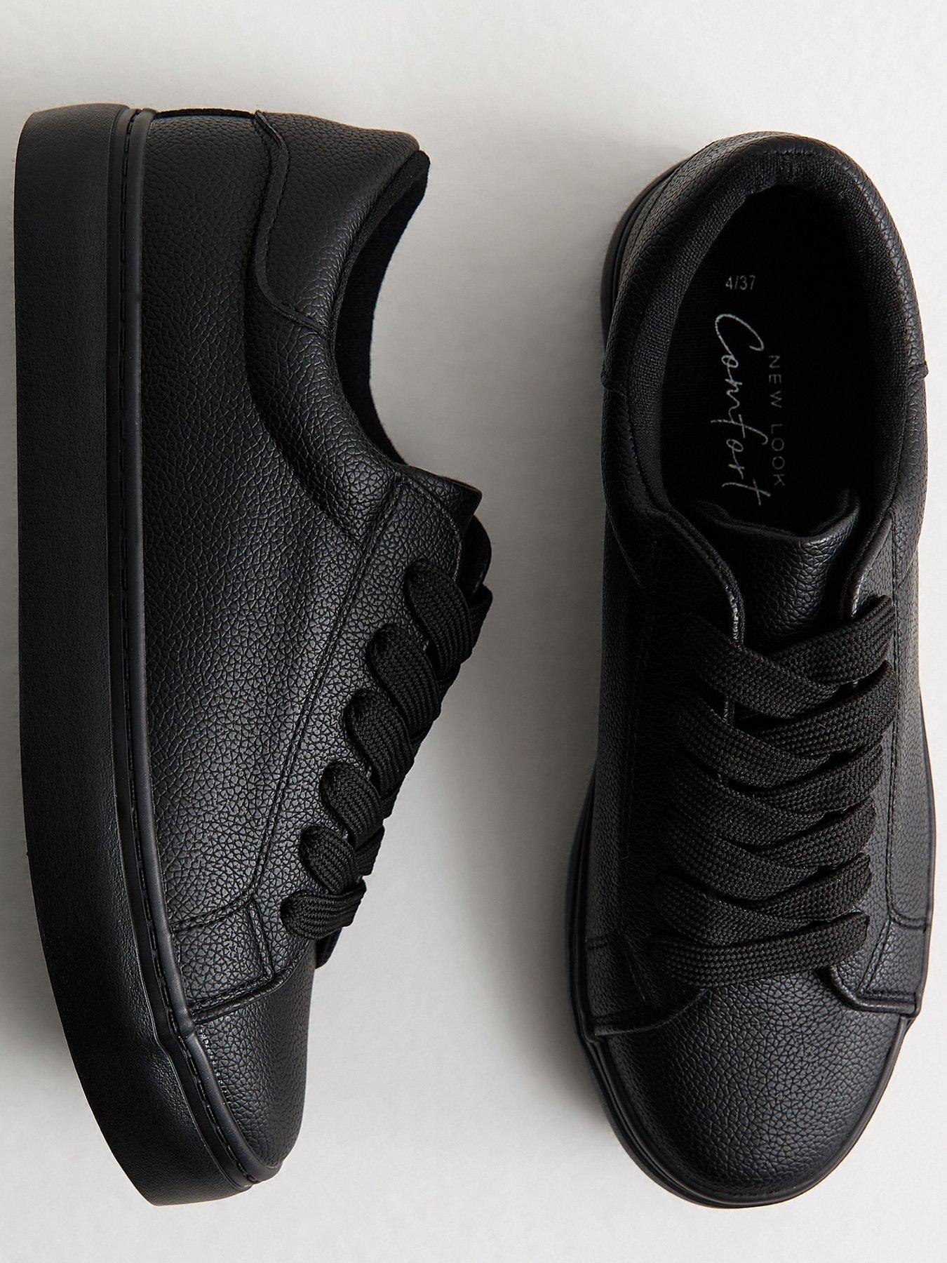 Image 4 of 5 of New Look Faux Leather Lace Up School Shoe&nbsp;Trainers - Black