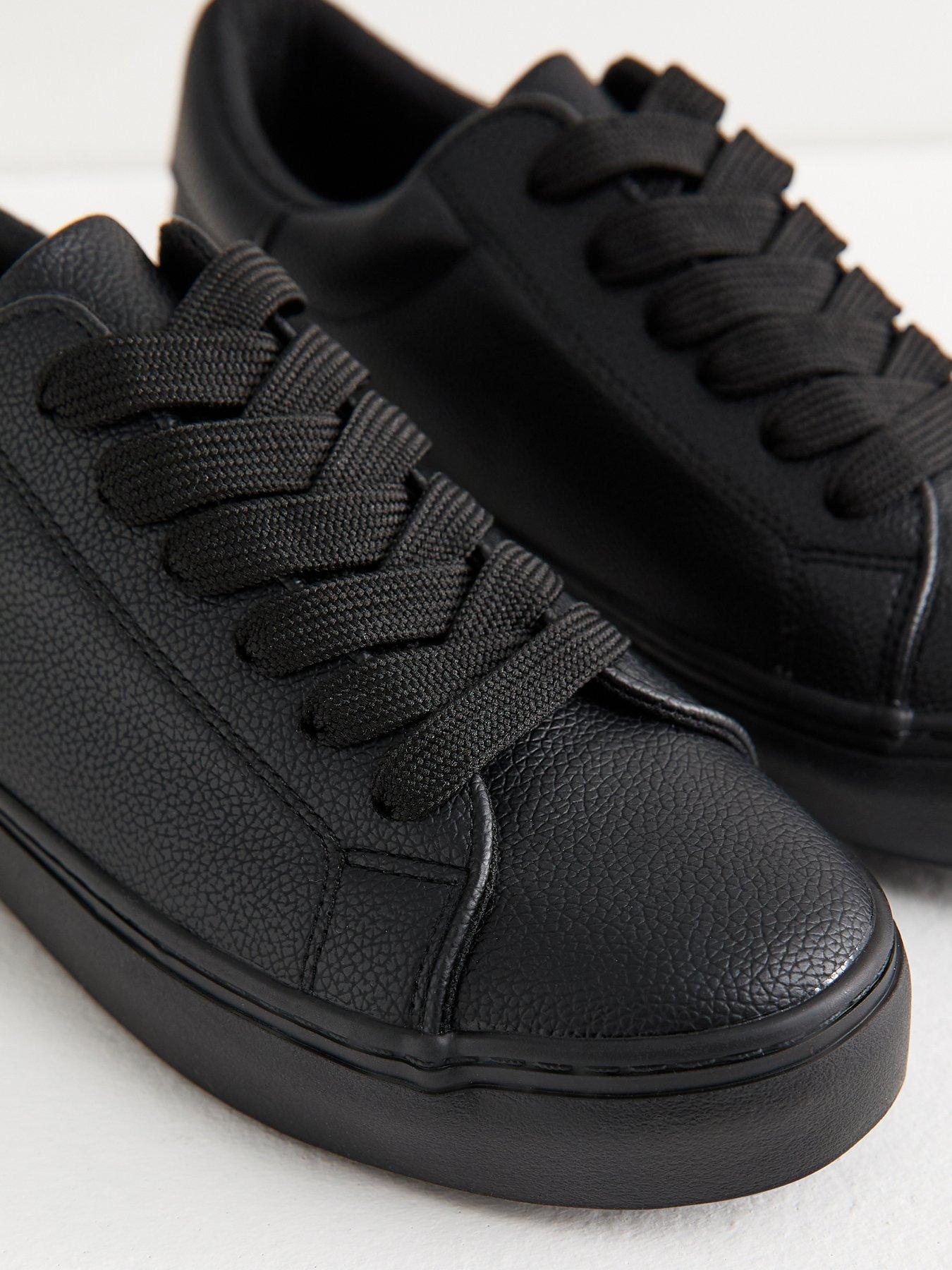Image 5 of 5 of New Look Faux Leather Lace Up School Shoe&nbsp;Trainers - Black