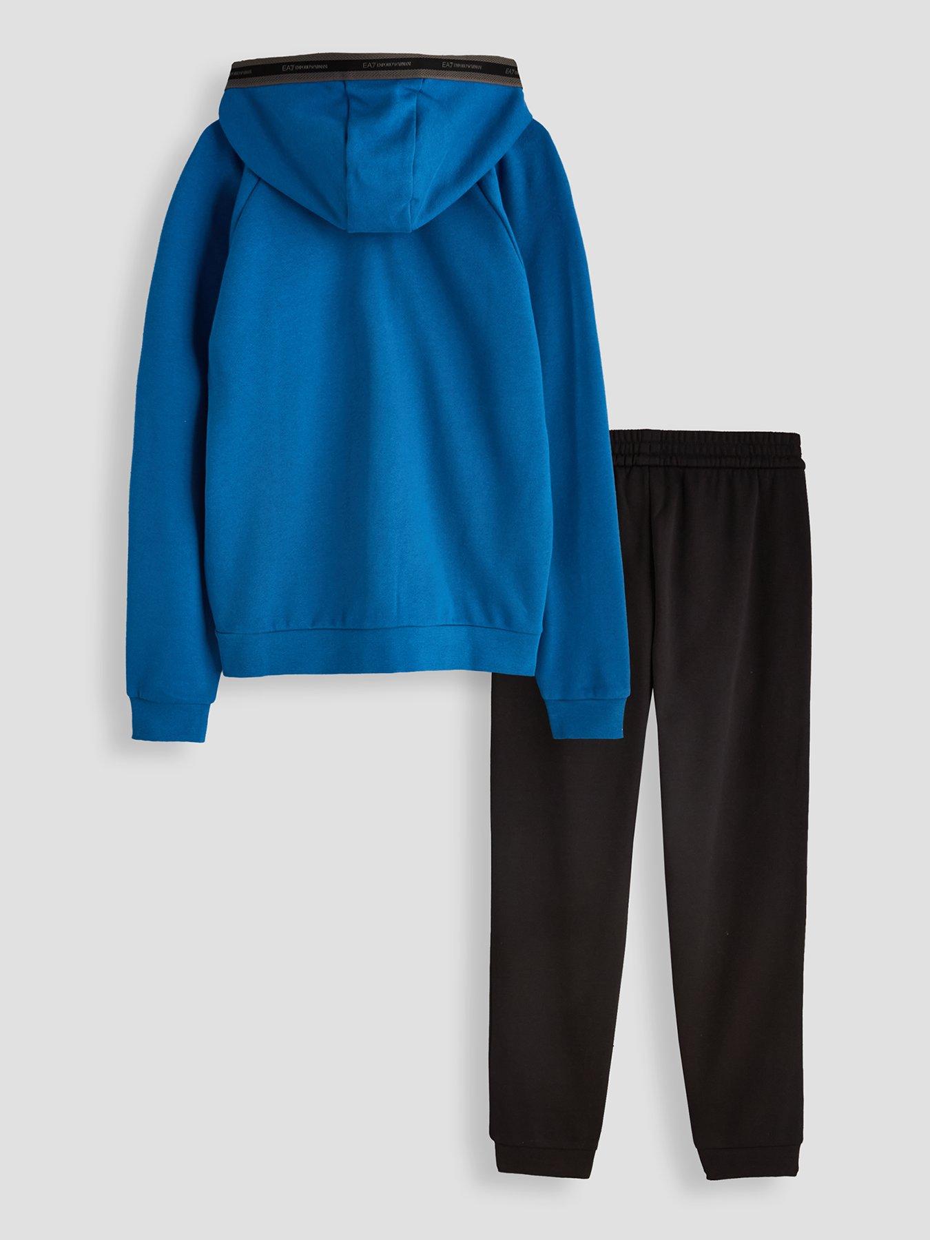 Image 2 of 5 of EA7 Emporio Armani Boys Logo Zip Through Hooded Tracksuit Set - Multi