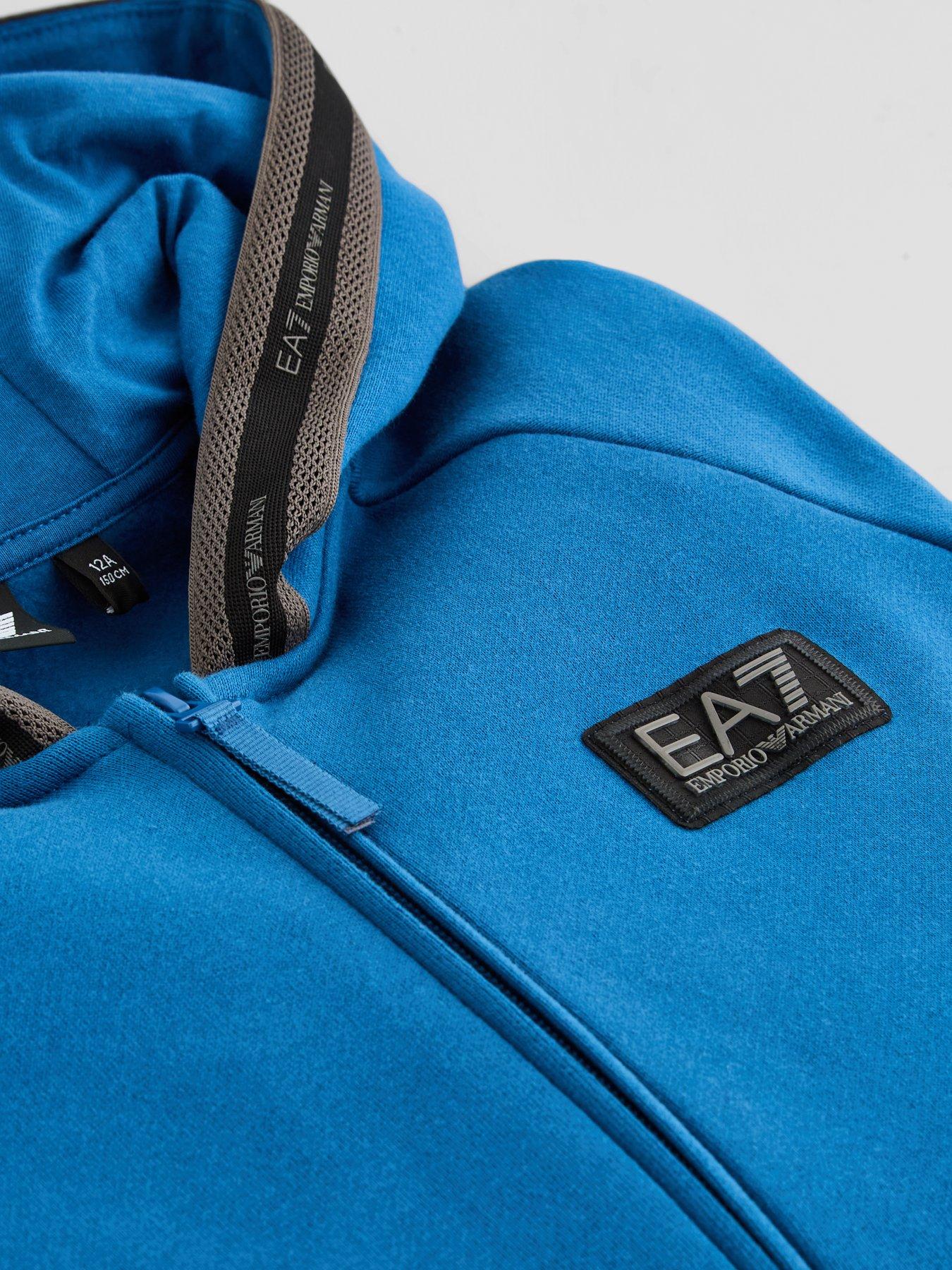 Image 4 of 5 of EA7 Emporio Armani Boys Logo Zip Through Hooded Tracksuit Set - Multi