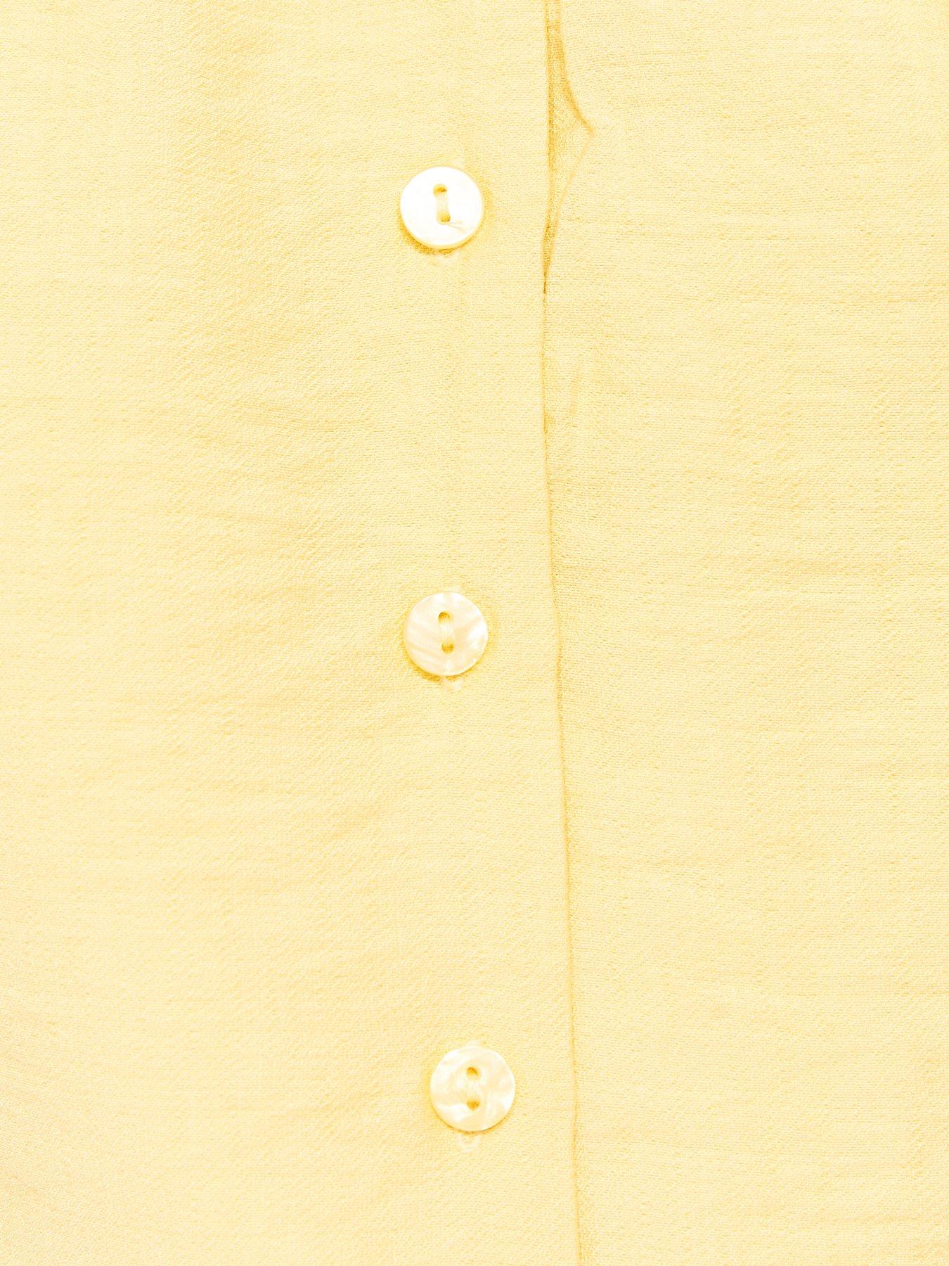 Image 5 of 6 of New Look Button Drawstring Bubble Hem Blouse - Yellow
