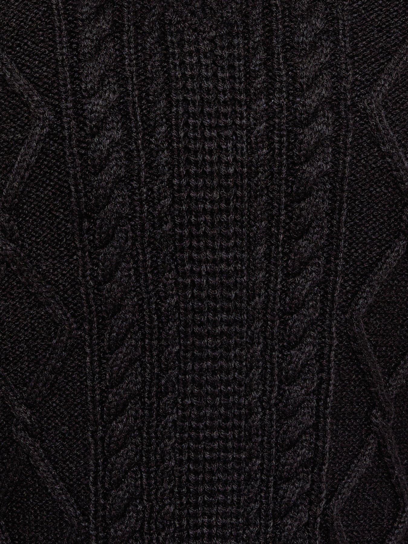 Image 5 of 5 of New Look 915 Girls V-Neck Cable Knit Jumper - Black