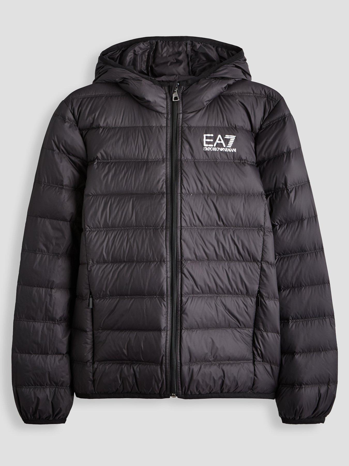 EA7 Emporio Armani Boys Train Core Id Light Down Hooded Jacket - Black