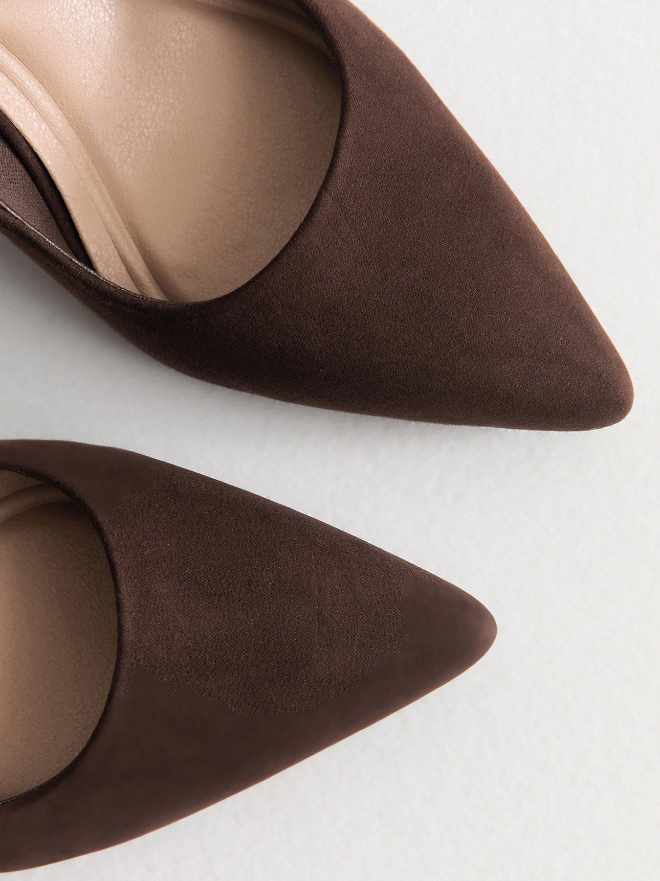 Image 5 of 5 of New Look Faux Suede Slingback Pumps - Dark Brown