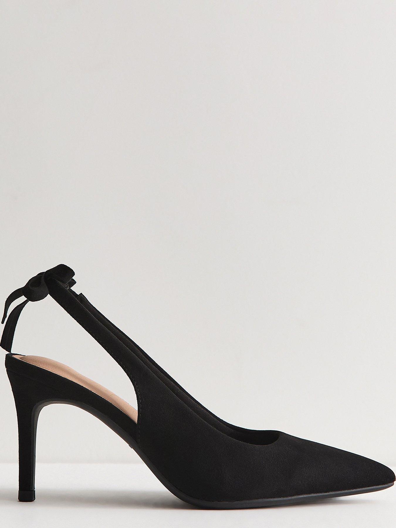 Image 5 of 6 of New Look Womens Faux Suede Bow Slingback Court Shoes - Black