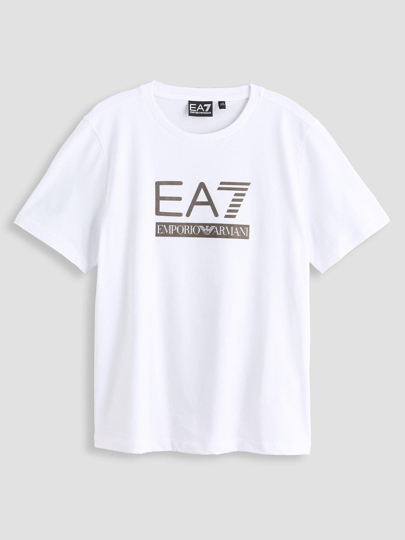 EA7 Emporio Armani Boys Train Visibility Short Sleeve T-Shirt, White, Size 10 Years