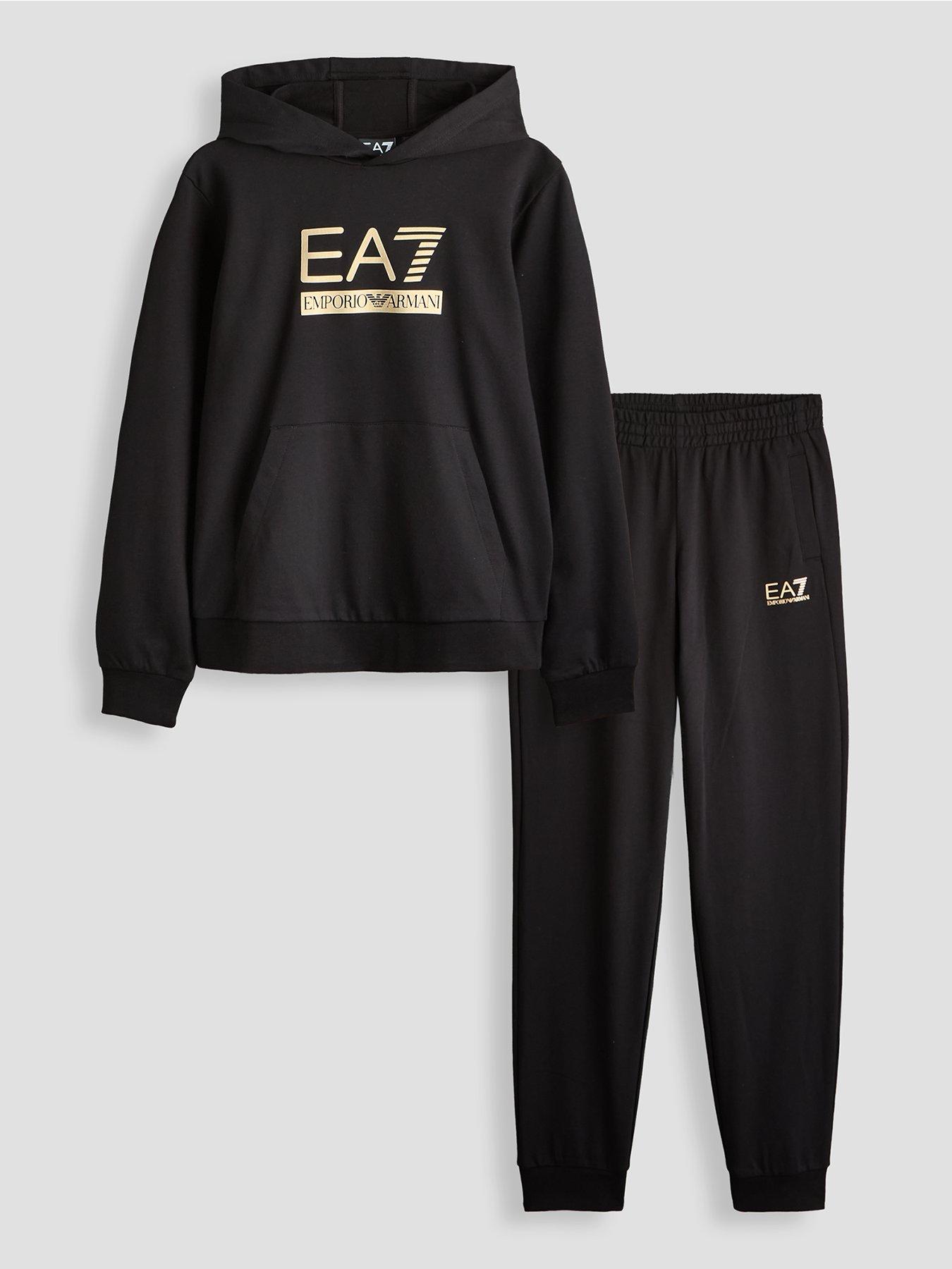 EA7 Emporio Armani Boys Train Visibility Hooded Tracksuit - Black