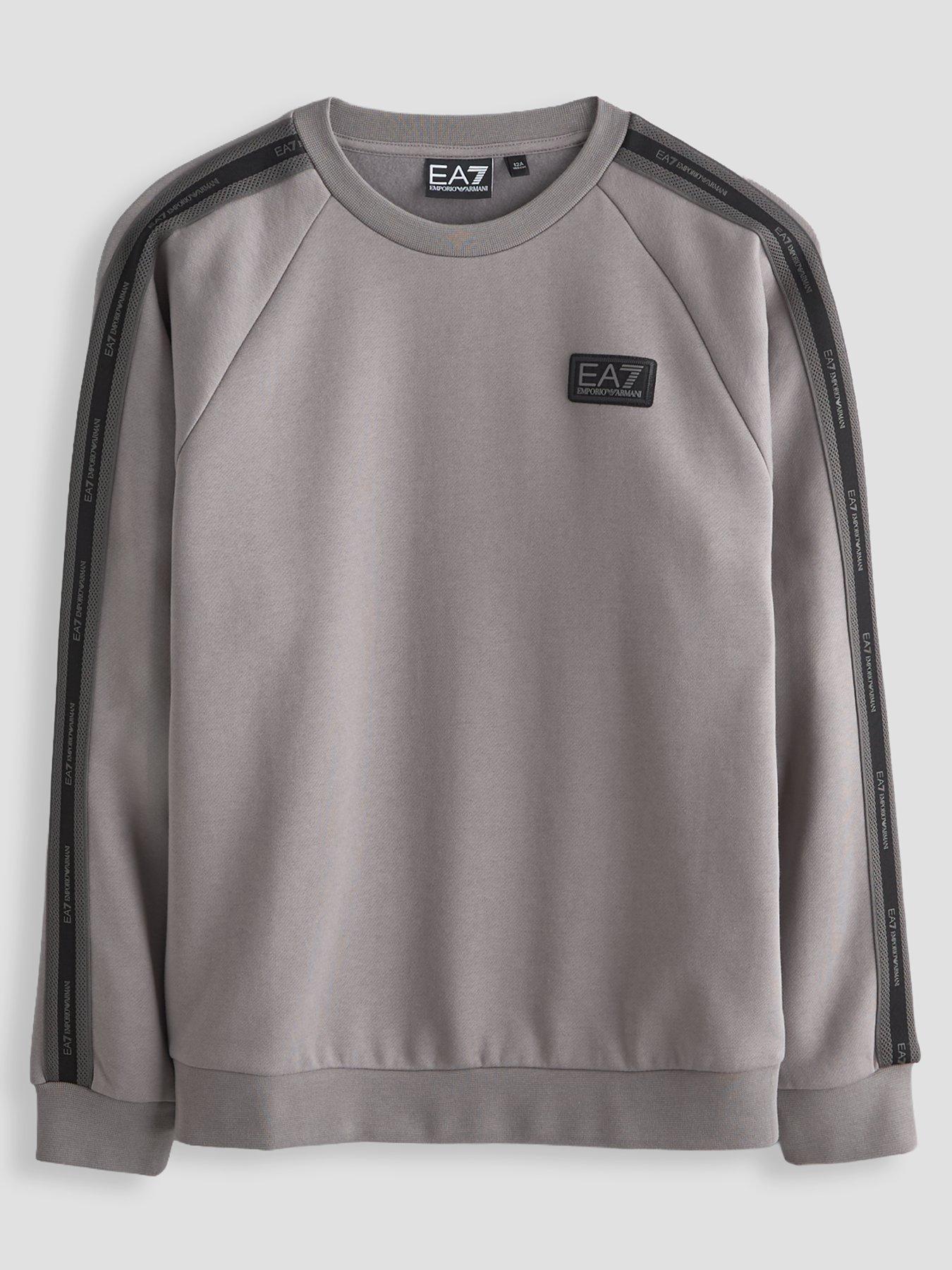 EA7 Emporio Armani Boys Train Logo Series Tape Sweat Top - Grey