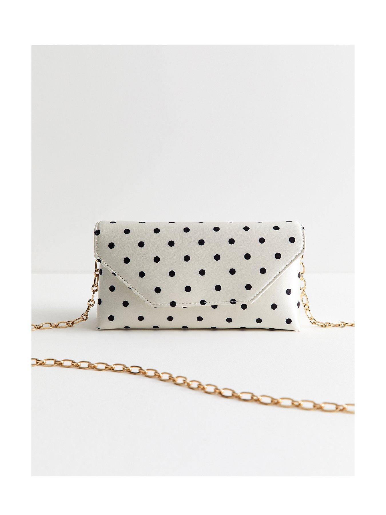 Image 1 of 3 of New Look Polka Dot Envelope Clutch Bag - Black