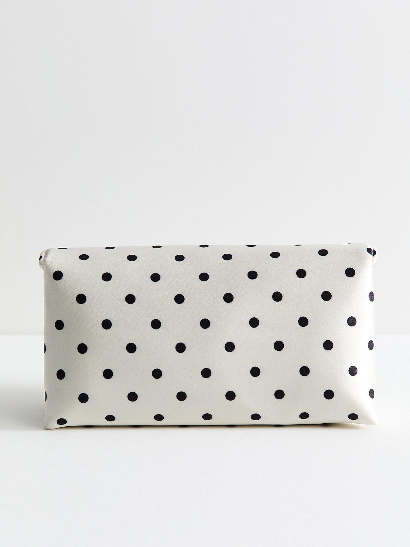 Image 2 of 3 of New Look Polka Dot Envelope Clutch Bag - Black