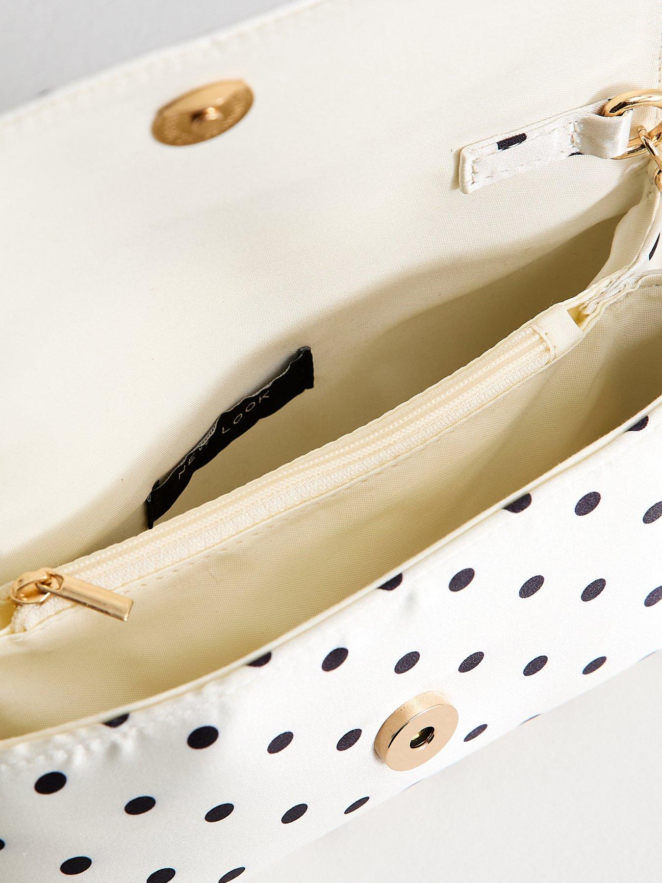 Image 3 of 3 of New Look Polka Dot Envelope Clutch Bag - Black