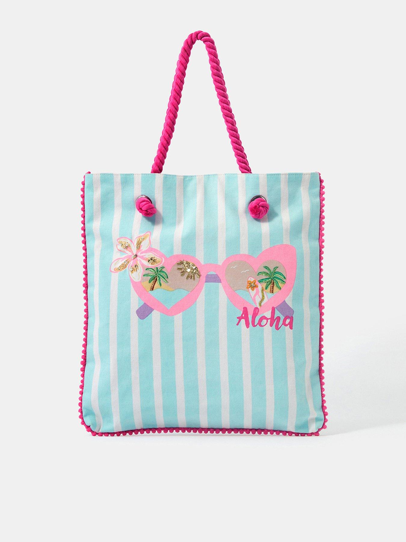 Accessorize Girls Embroidered Sunnies Shopper Bag - Light Blue