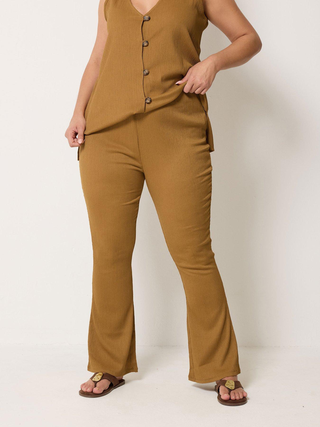 Yours Curve Textured Flare Co-Ord Trousers Regular