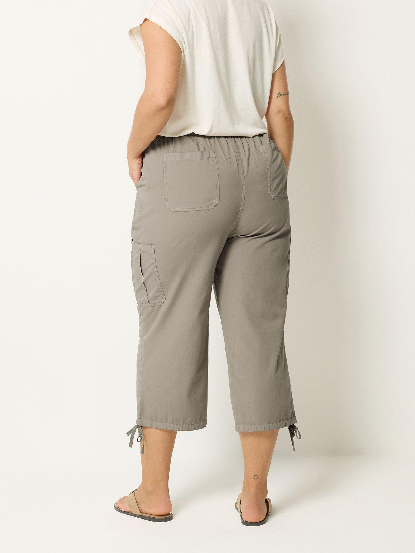 Image 2 of 4 of Yours Curve Woven Cargo Crop Trouser - Brown